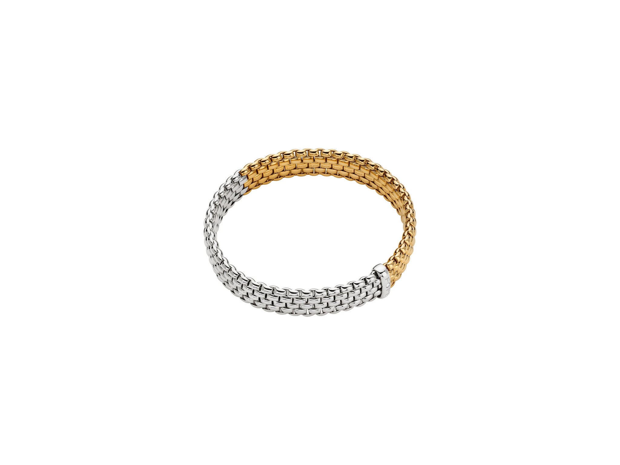 FOPE PANORAMA 18K Gold Flex'it Bracelet with Bicolor Mesh and a White Diamond - Jackson Hole Jewelry Company
