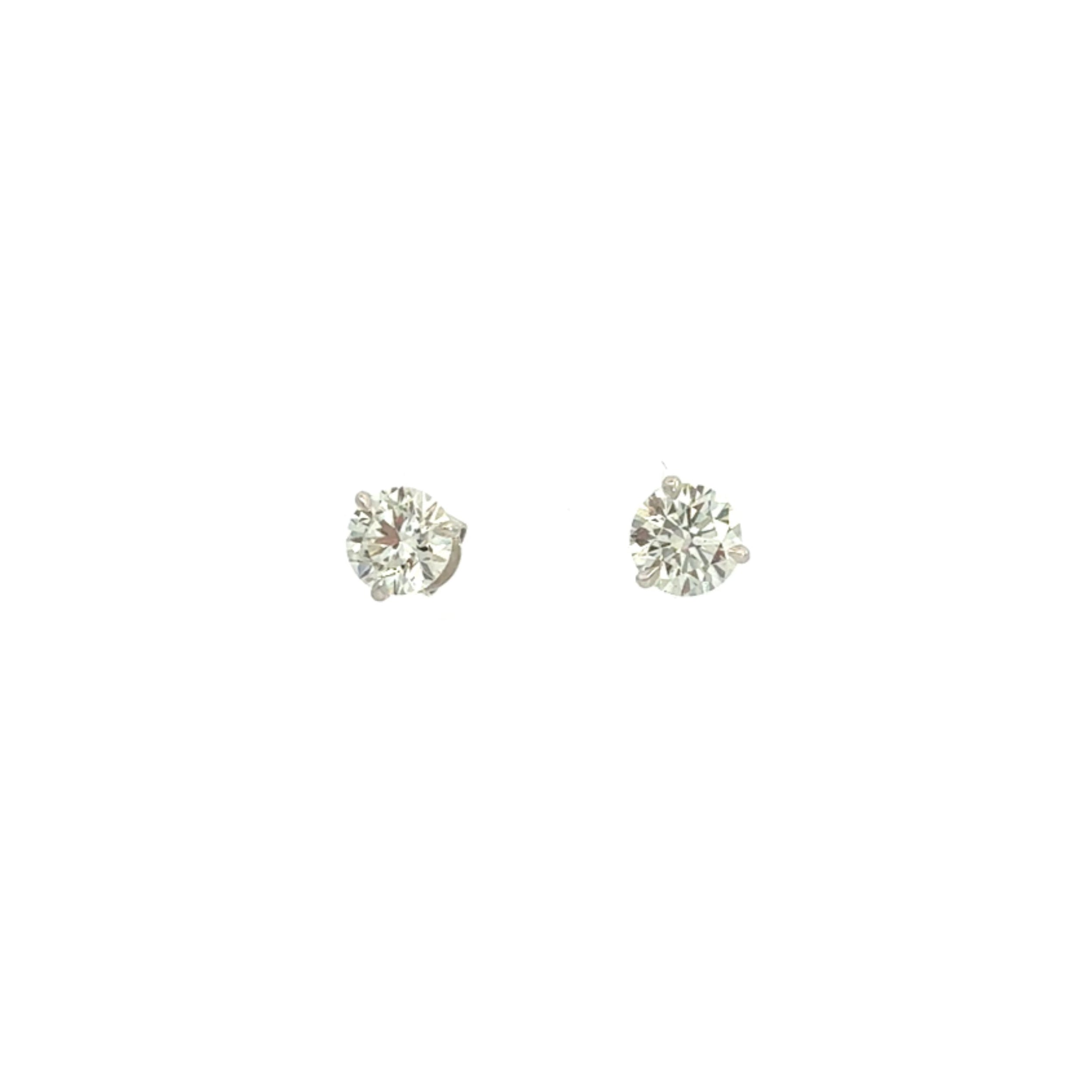 14K White Gold Round Brilliant Diamond Stud Earrings – 2.60 Carats Total - Jackson Hole Jewelry Company