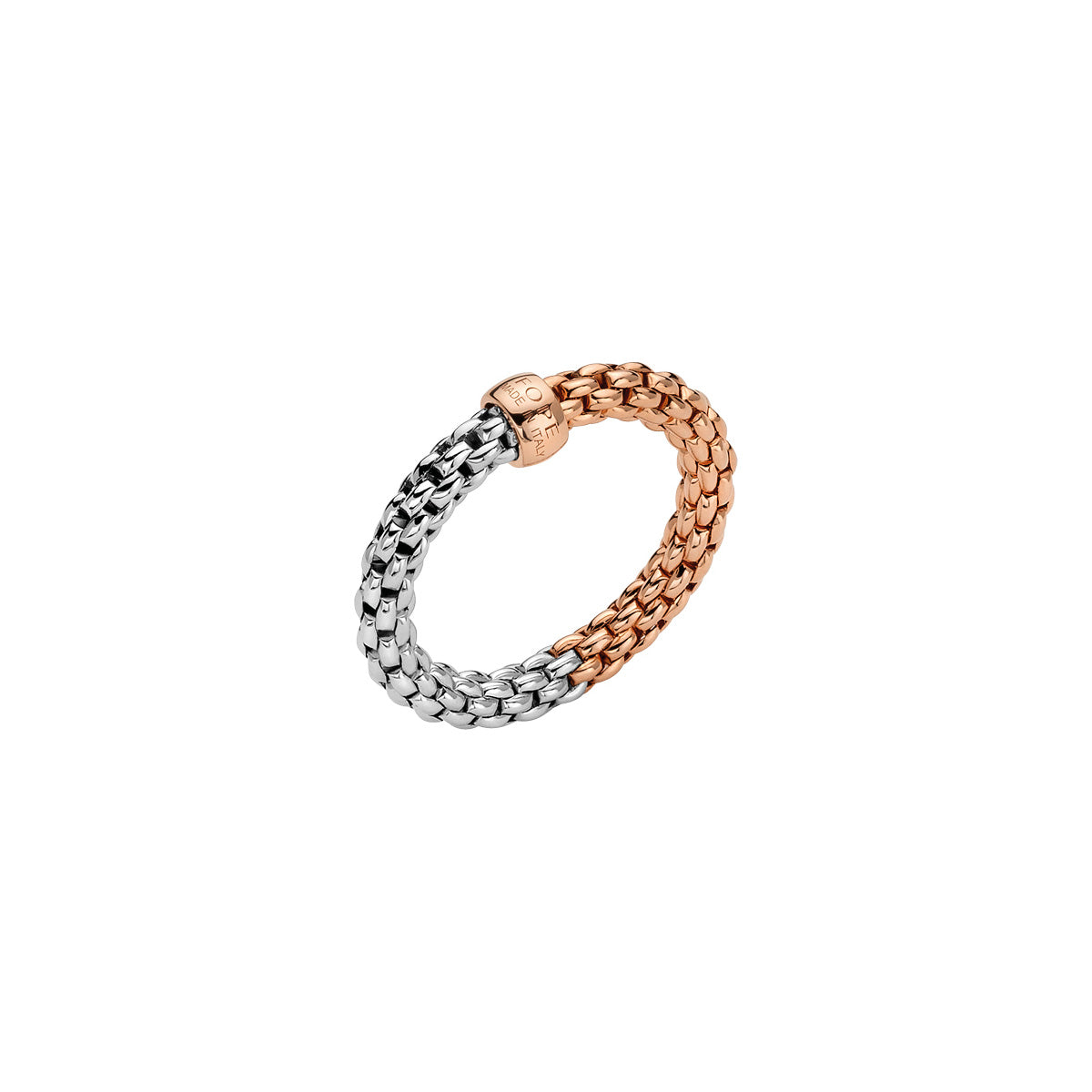 FOPE ESSENTIALS 18K Gold Bicolor Flex'it Ring With Round Mesh - Jackson Hole Jewelry Company
