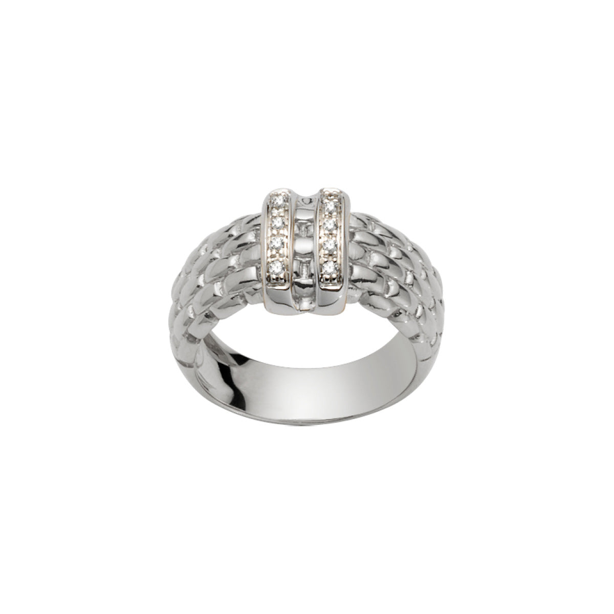 FOPE SOLO 18K Gold Ring with White Diamond Charm - 0.09 carats - Jackson Hole Jewelry Company