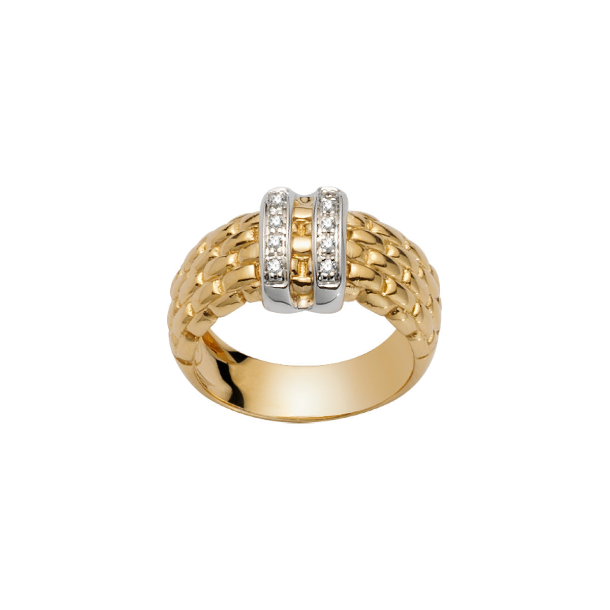 FOPE SOLO 18K Gold Ring with White Diamond Charm - 0.09 carats - Jackson Hole Jewelry Company