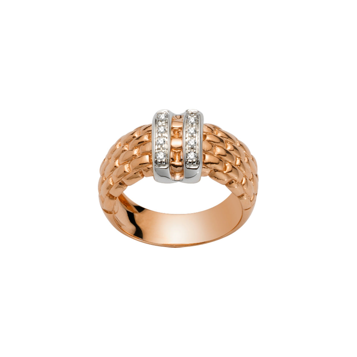 FOPE SOLO 18K Gold Ring with White Diamond Charm - 0.09 carats - Jackson Hole Jewelry Company