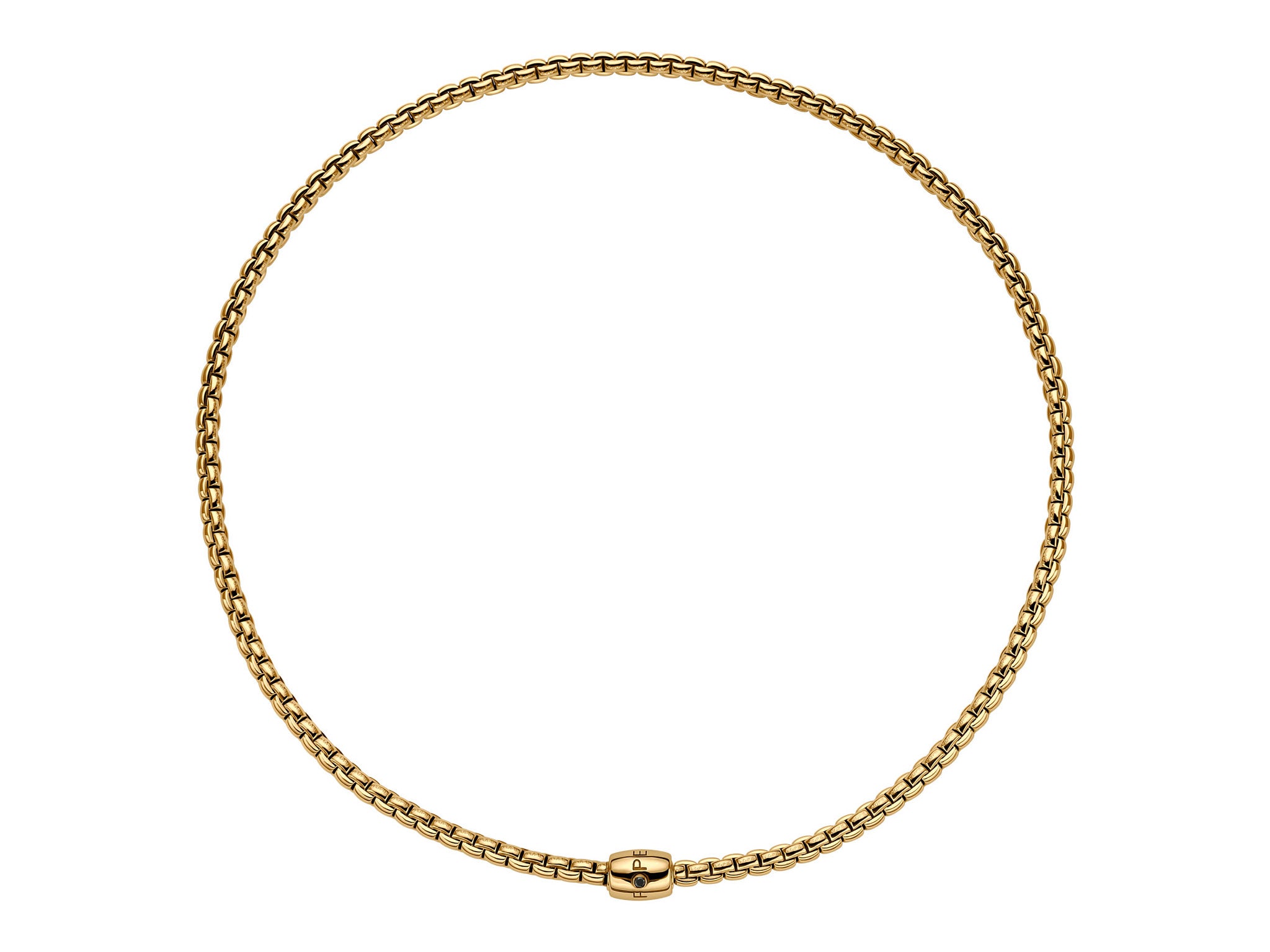 FOPE EKA 18K Gold Flex'it Necklace with Ornamental Clasp and a Black Diamond - Jackson Hole Jewelry Company
