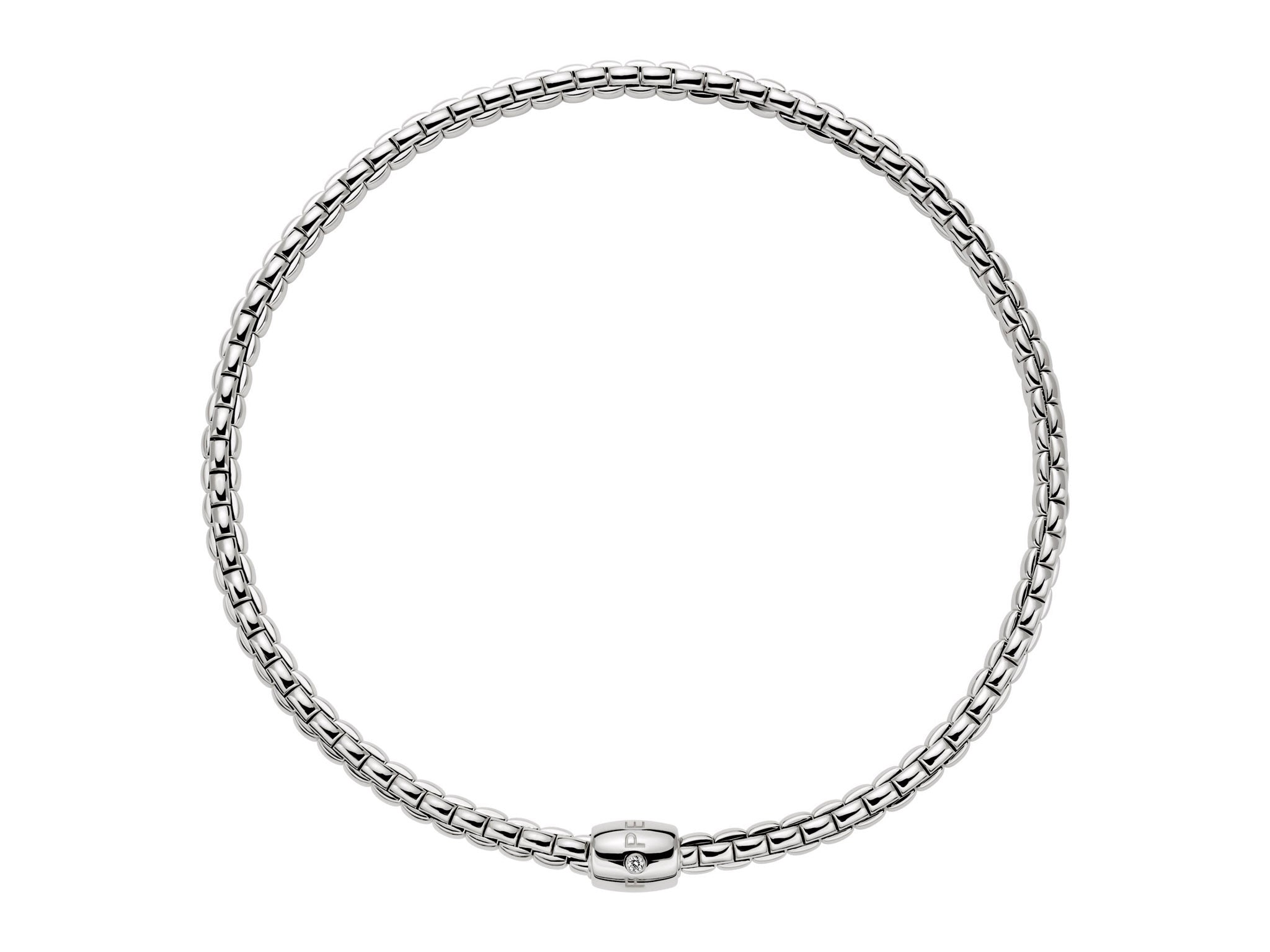 FOPE EKA 18K Gold Flex'it Necklace with Ornamental Clasp and a White Diamond - 0.05 carats - Jackson Hole Jewelry Company