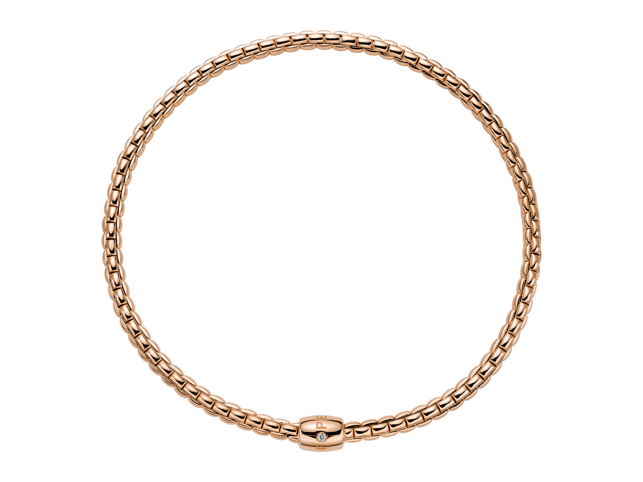 FOPE EKA 18K Gold Flex'it Necklace with Ornamental Clasp and a White Diamond - 0.05 carats - Jackson Hole Jewelry Company