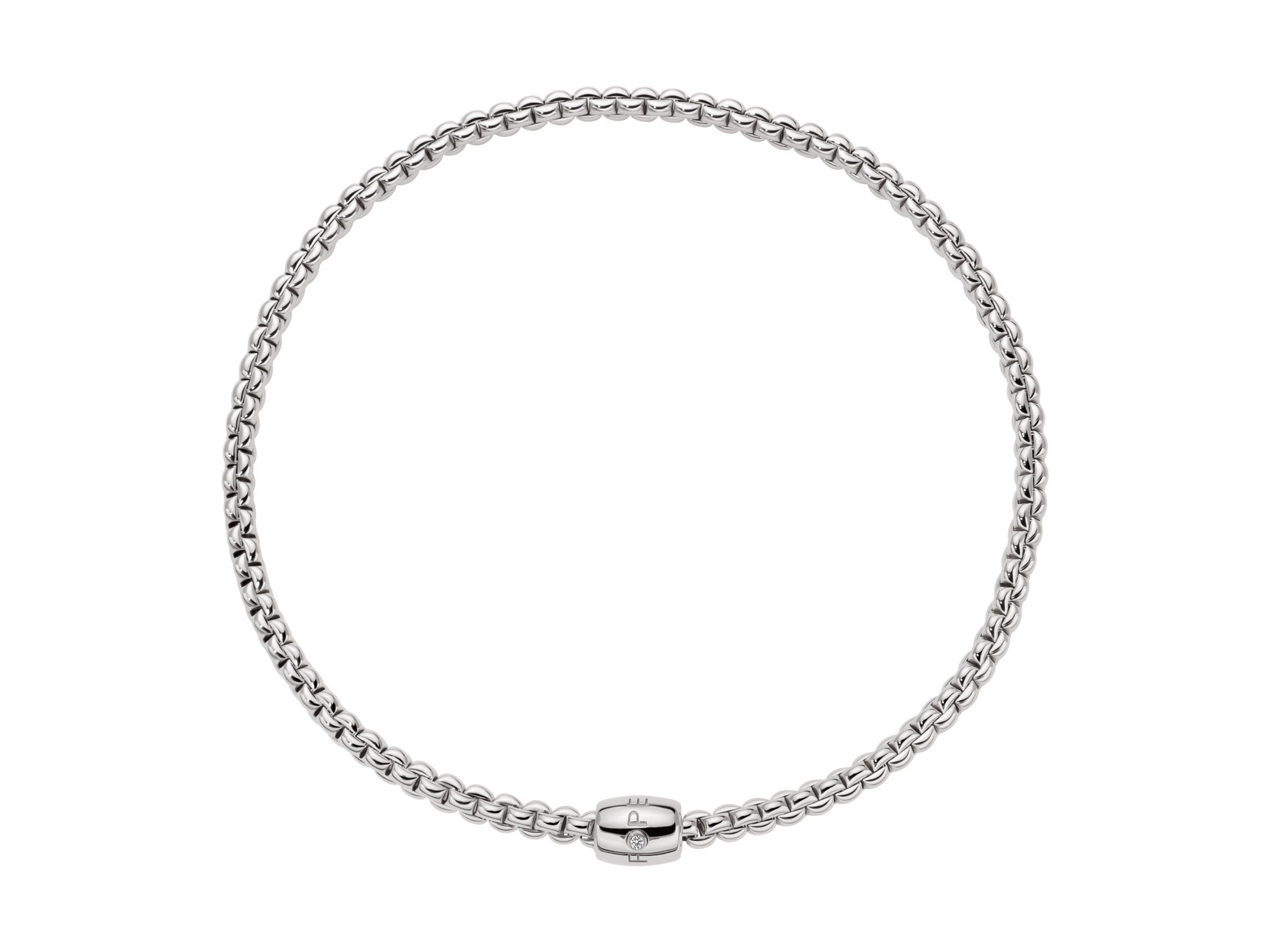 FOPE EKA 18K Gold Flex'it Necklace with Ornamental Clasp and a White Diamond - 0.03 carats - Jackson Hole Jewelry Company