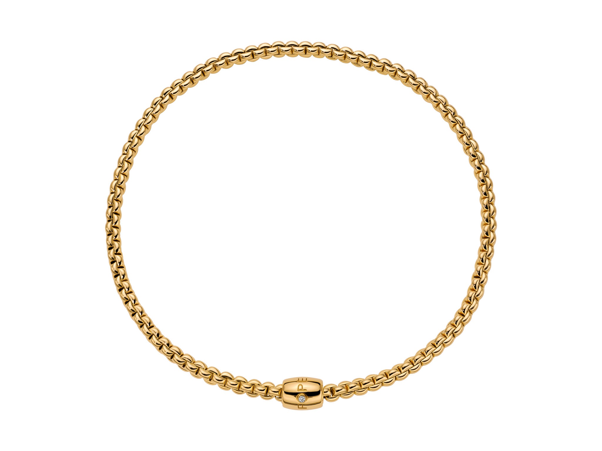 FOPE EKA 18K Gold Flex'it Necklace with Ornamental Clasp and a White Diamond - 0.03 carats - Jackson Hole Jewelry Company