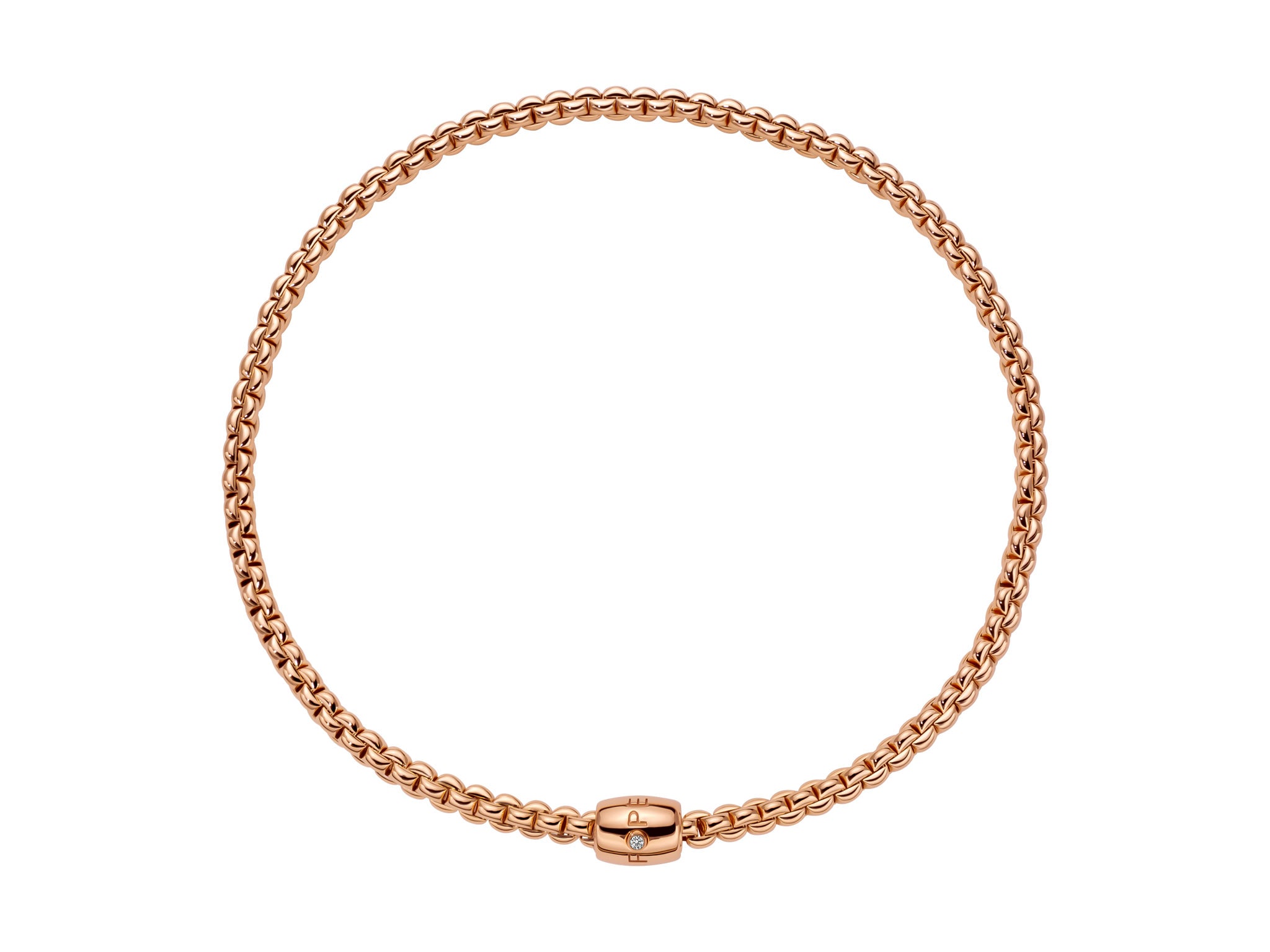 FOPE EKA 18K Gold Flex'it Necklace with Ornamental Clasp and a White Diamond - 0.03 carats - Jackson Hole Jewelry Company