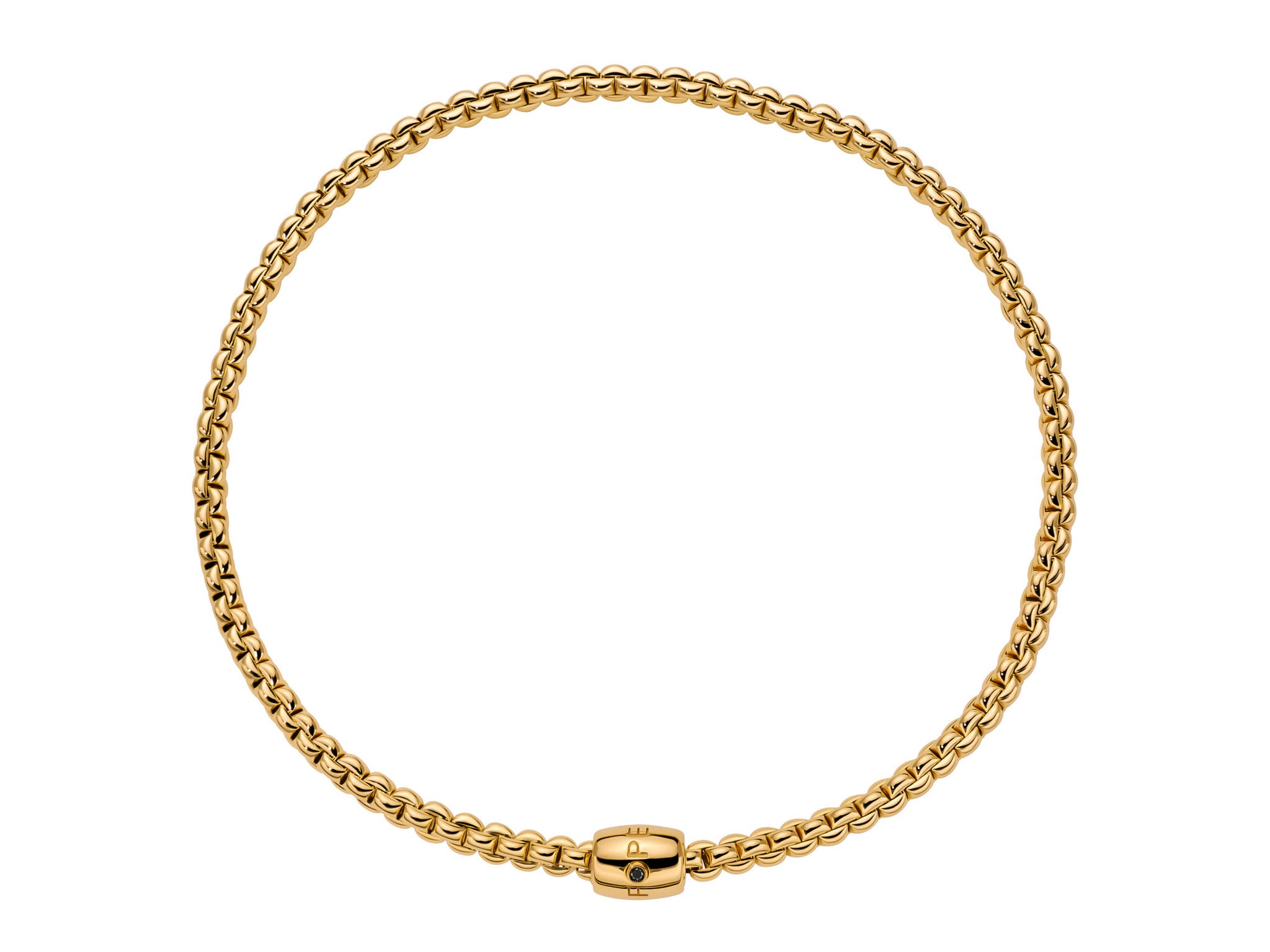 FOPE EKA 18K Gold Flex'it Necklace with Ornamental Clasp and a Black Diamond - 0.03 carats - Jackson Hole Jewelry Company