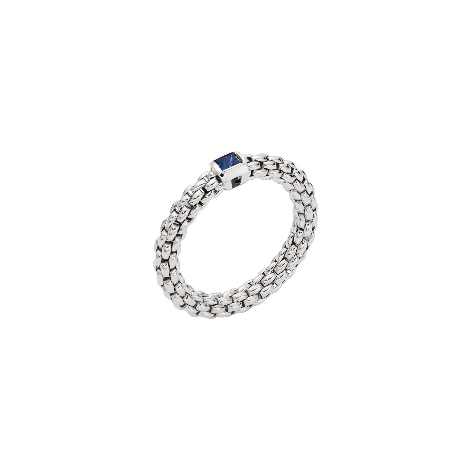 FOPE SOULS 18K Gold Flex'it Ring with Single Blue Sapphire - 0.10 carats - Jackson Hole Jewelry Company