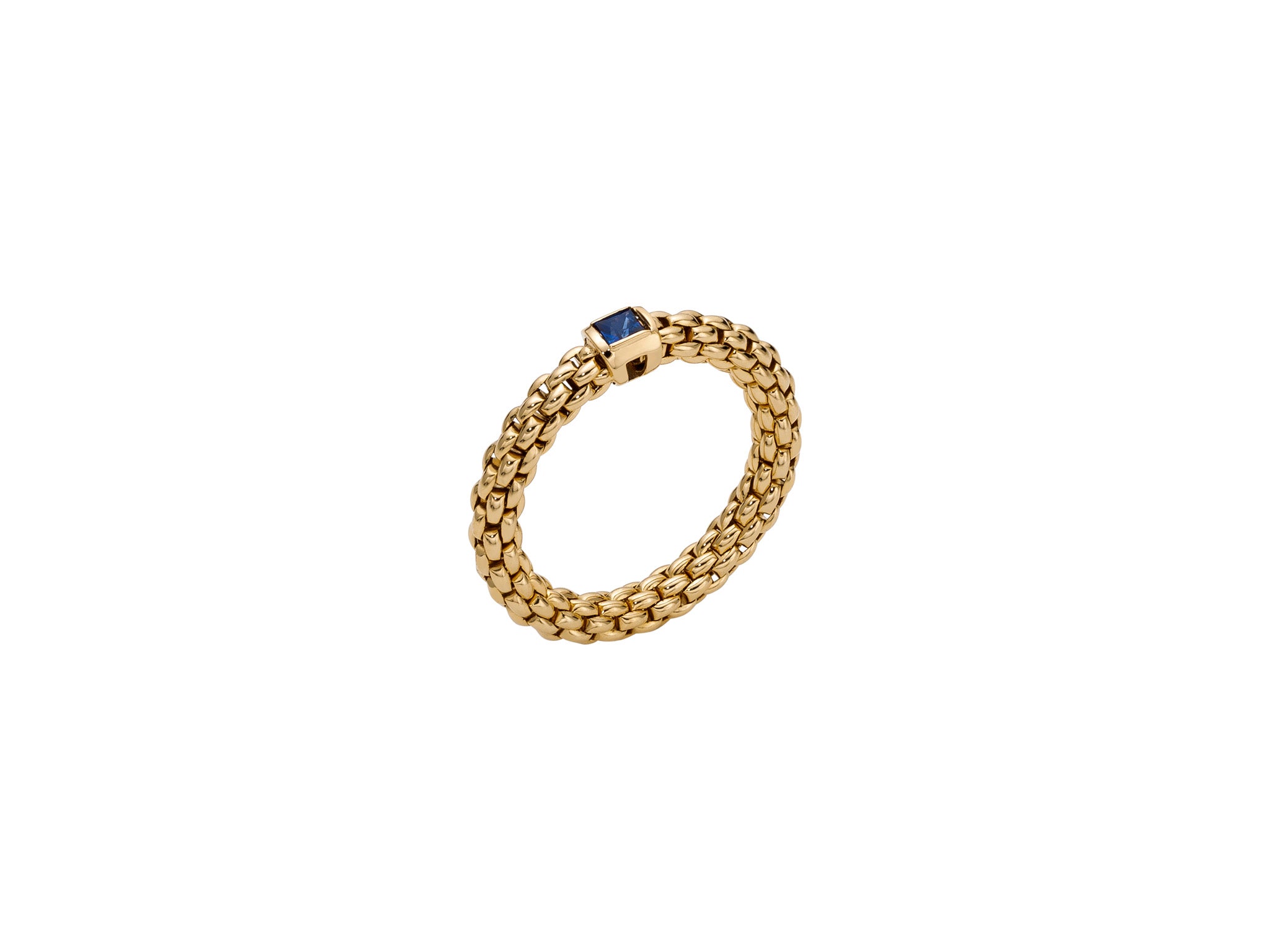 FOPE SOULS 18K Gold Flex'it Ring with Single Blue Sapphire - 0.10 carats - Jackson Hole Jewelry Company