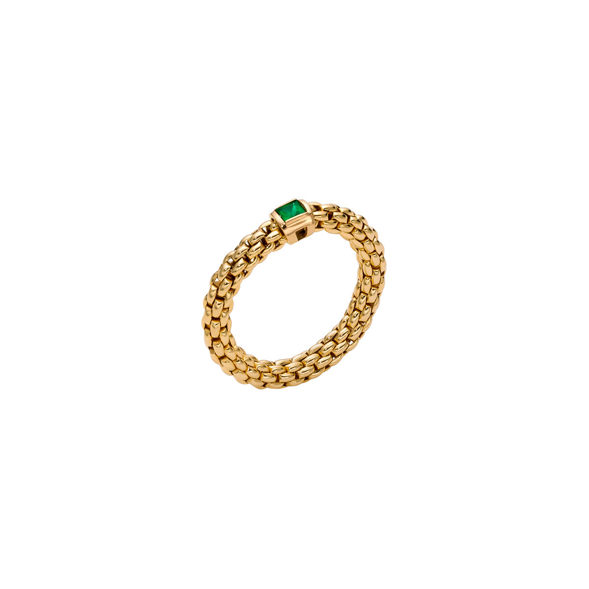 FOPE SOULS 18K Gold Flex'it Ring with Single Emerald - 0.10 carats - Jackson Hole Jewelry Company