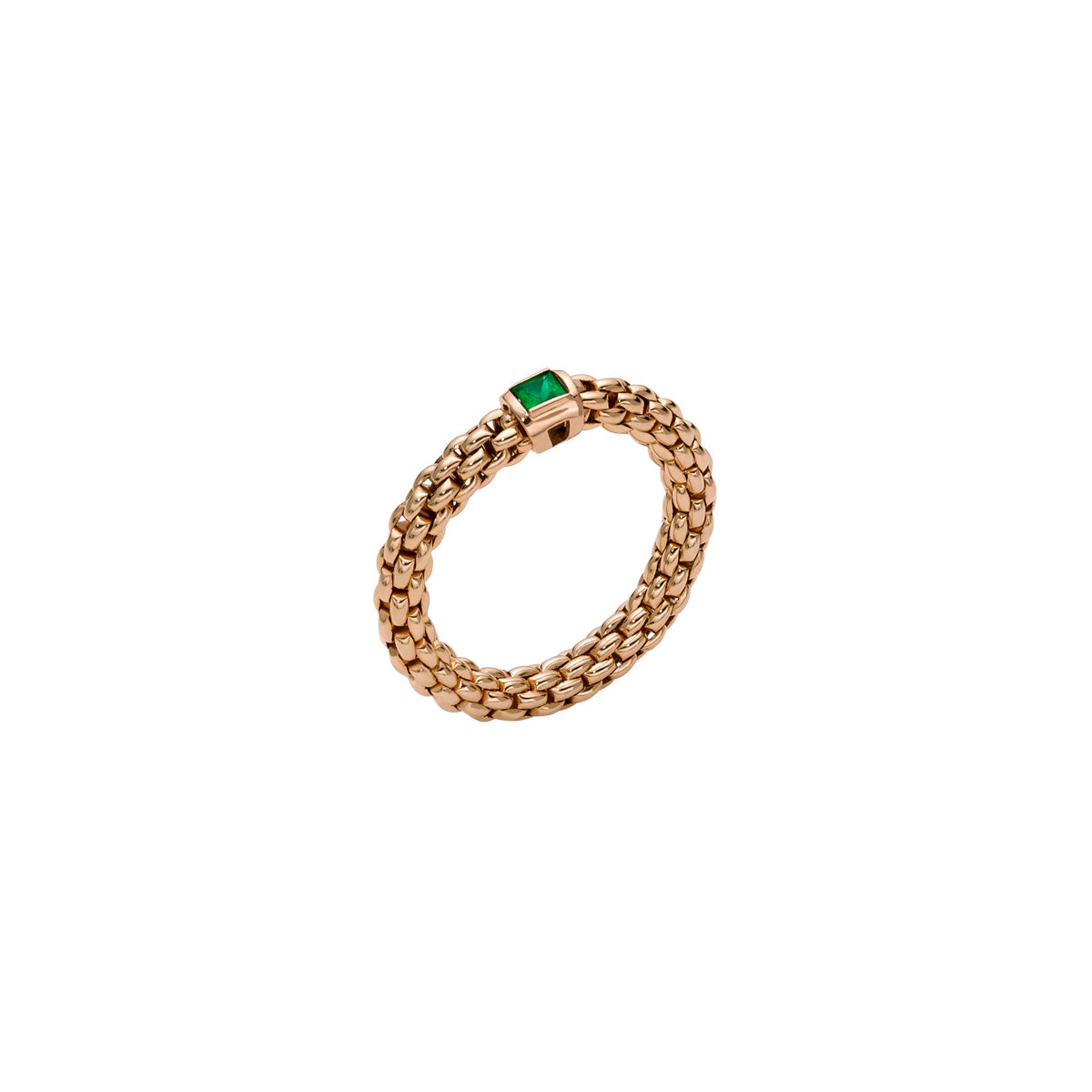 FOPE SOULS 18K Gold Flex'it Ring with Single Emerald - 0.10 carats - Jackson Hole Jewelry Company