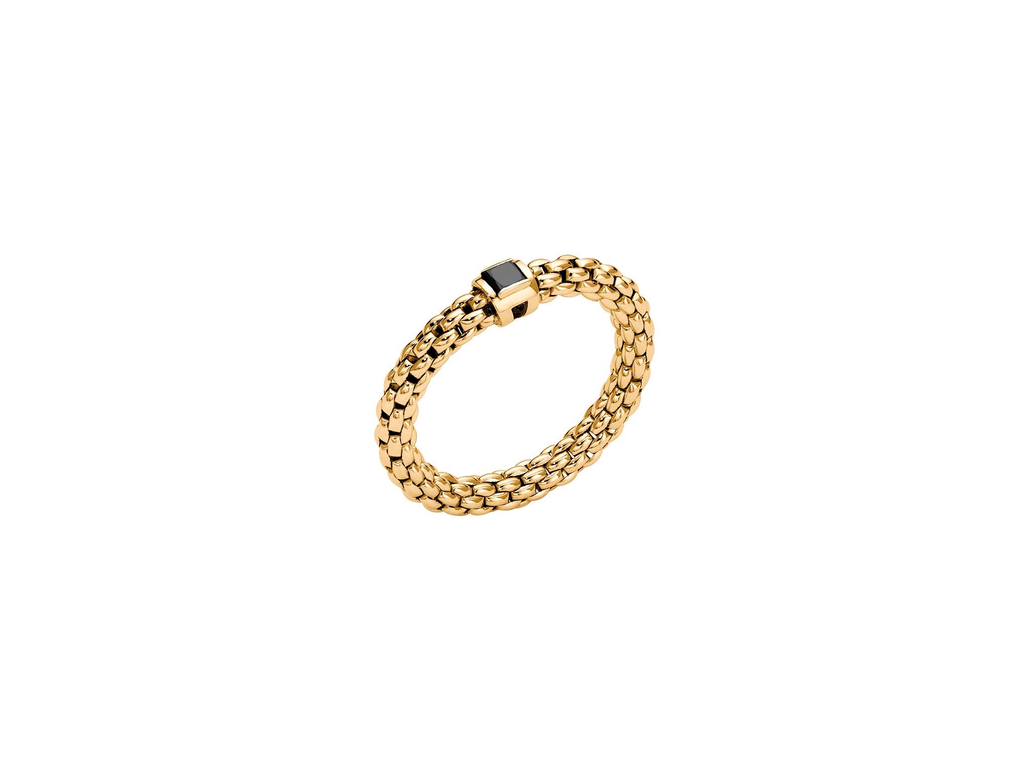 FOPE SOULS 18K Gold Flex'it Ring with Single Black Diamond - 0.14 carats - Jackson Hole Jewelry Company