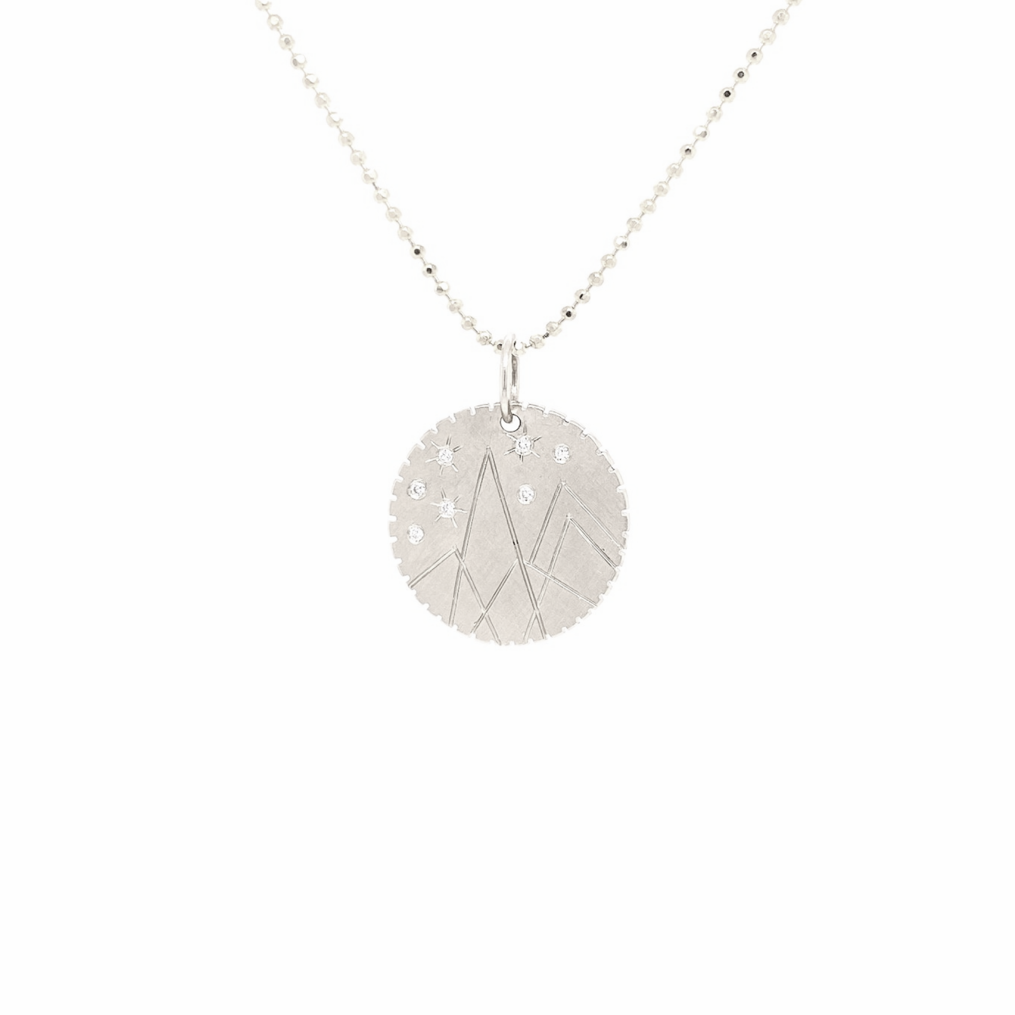 Mountain Hand Edged Medallion in 14K Gold - Jackson Hole Jewelry Company