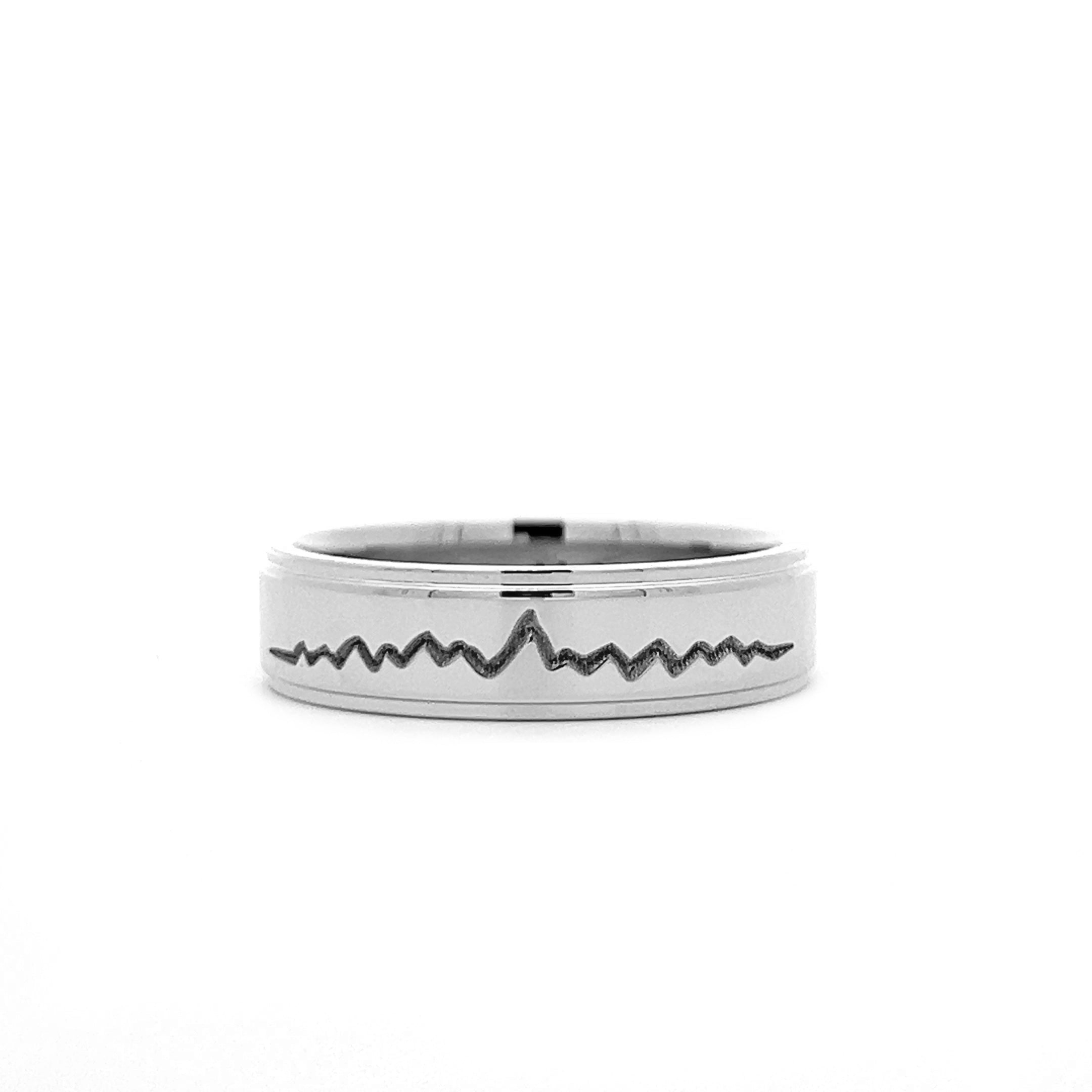Carved Teton Mountain Stepped Edge Band - Jackson Hole Jewelry Company
