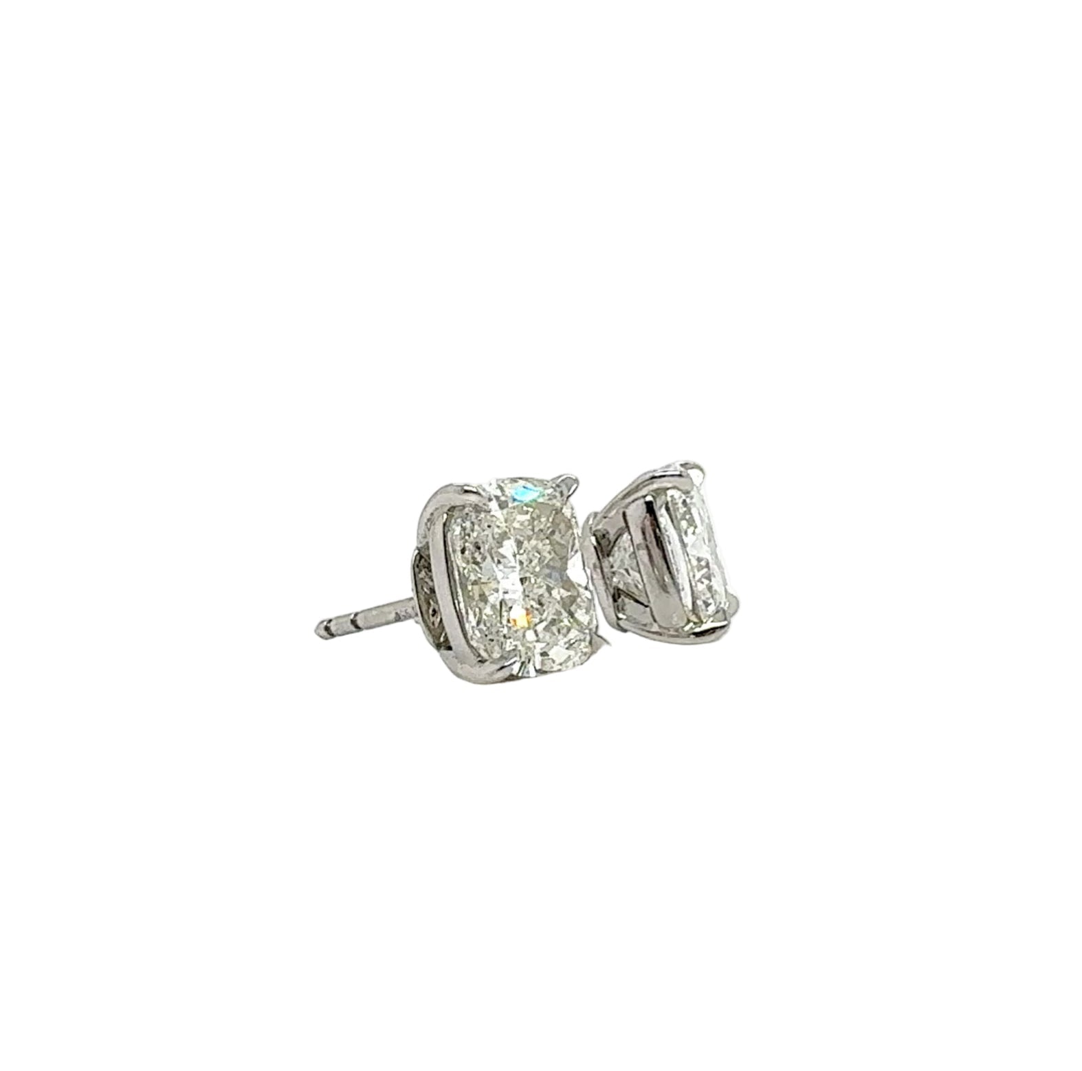 Platinum Cushion-Cut Diamond Stud Earrings - Jackson Hole Jewelry Company