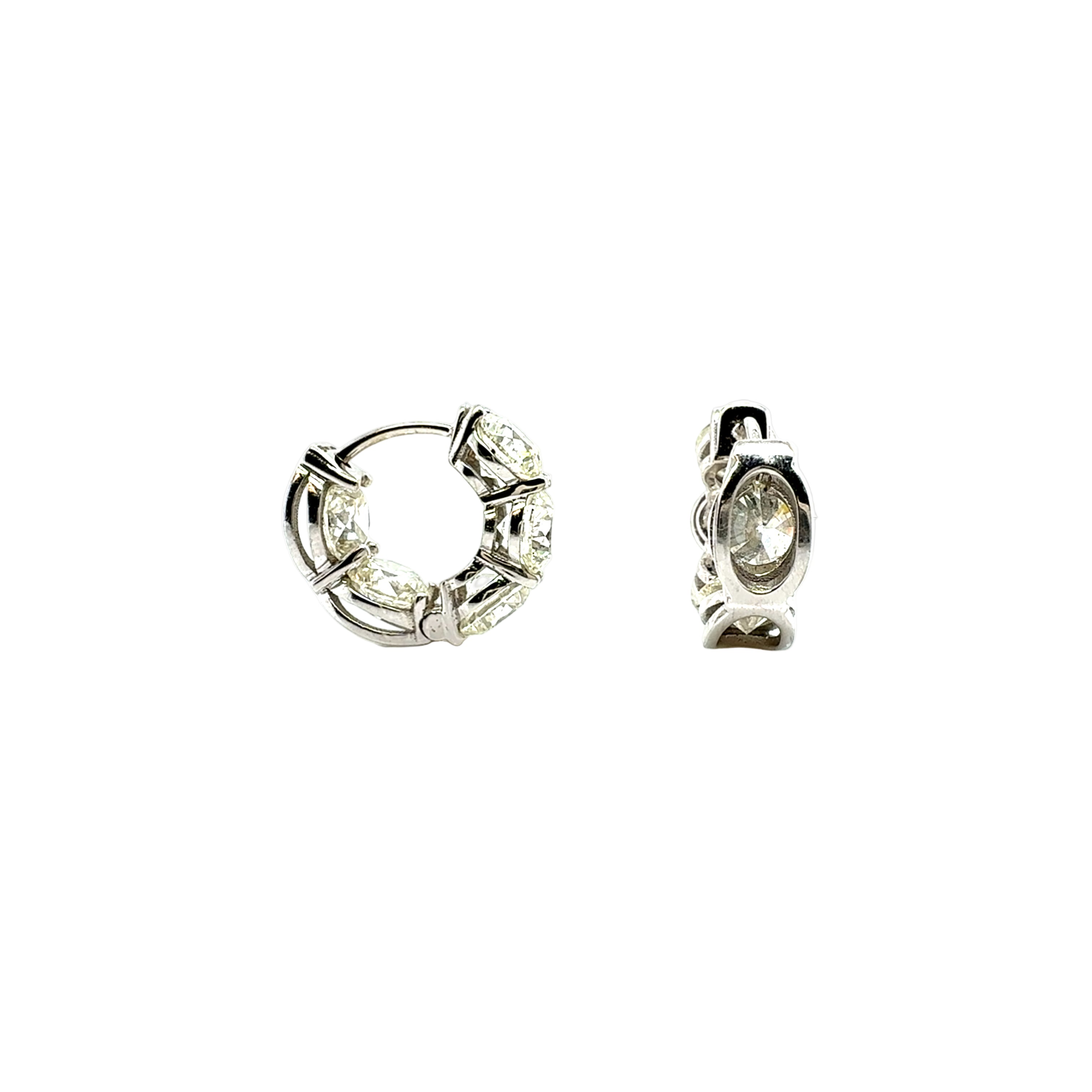 Hoop Earrings with Round White Diamonds in 18K White Gold - Jackson Hole Jewelry Company
