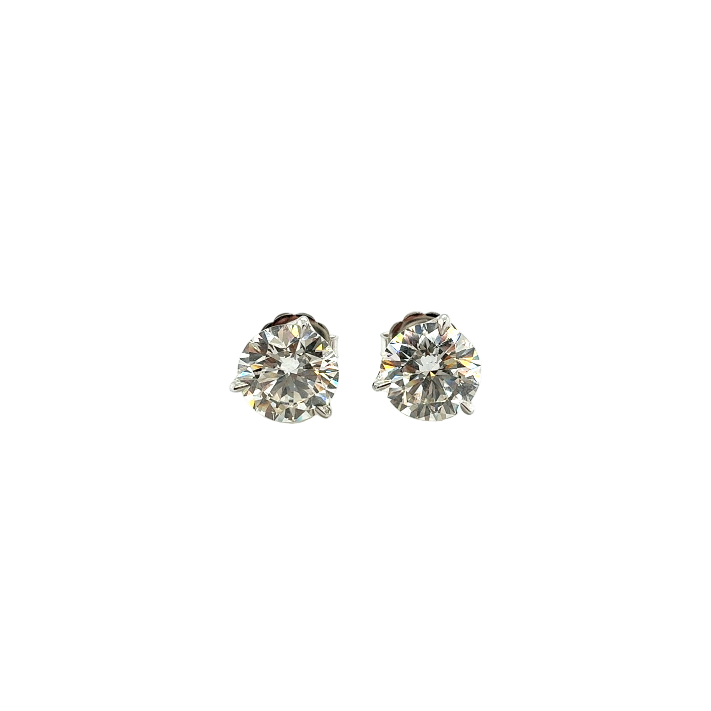 Round Brilliant Diamond Stud Earrings with 18K White Gold - Jackson Hole Jewelry Company