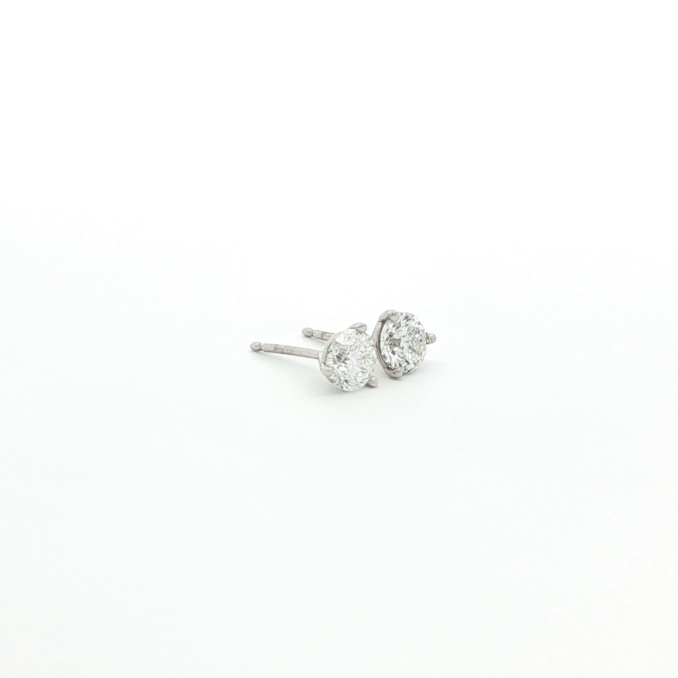 Round Brilliant Diamond Stud Earrings in 18K White Gold 0.93 Cttw - Jackson Hole Jewelry Company