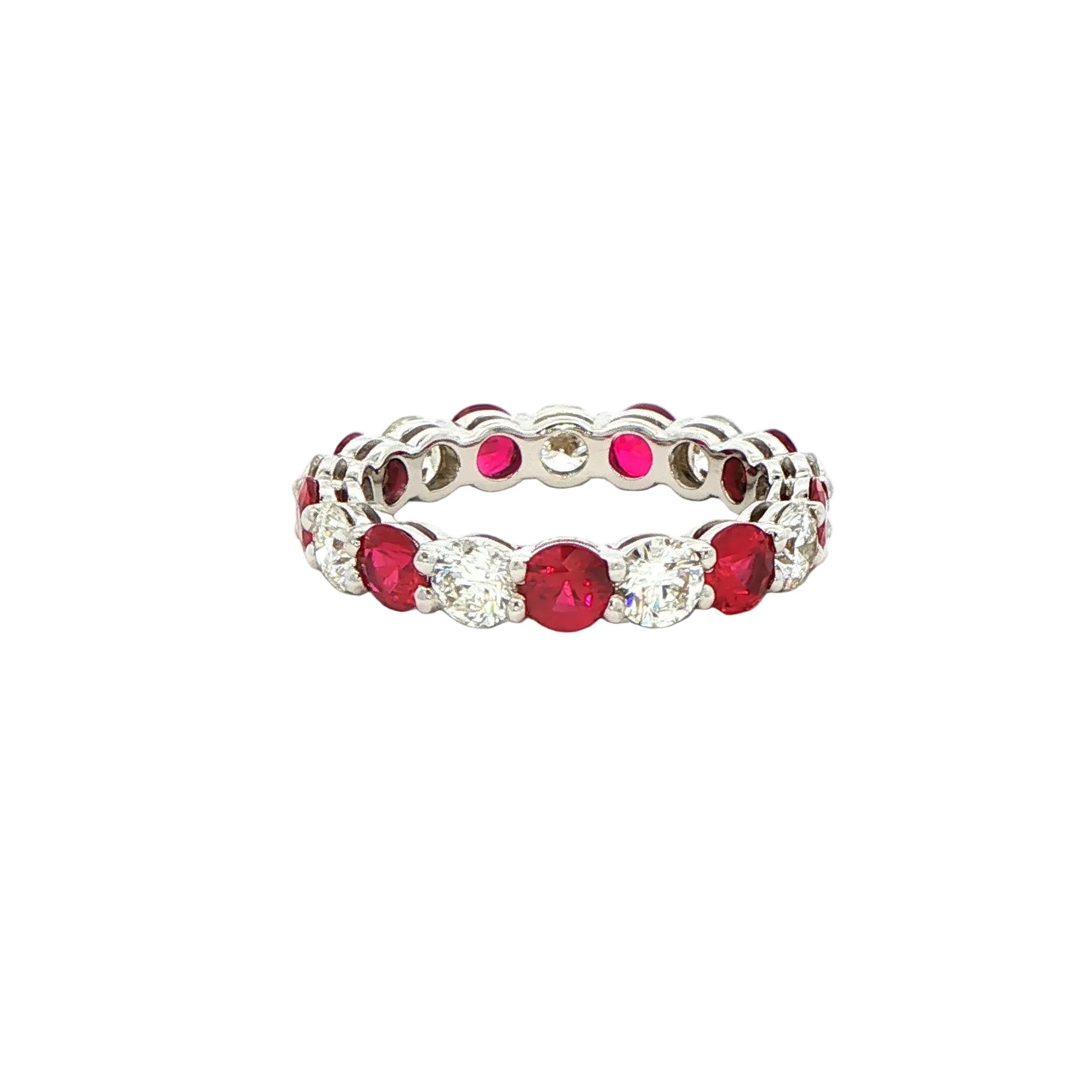 Ruby and Diamond Eternity Band in 18K White Gold - Jackson Hole Jewelry Company