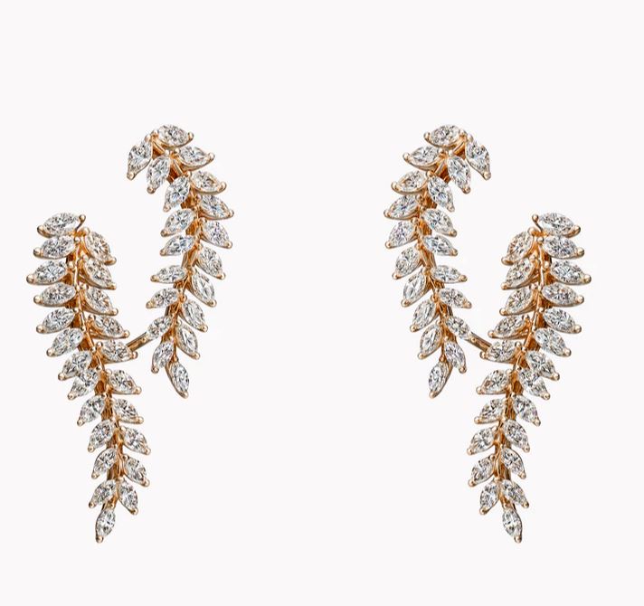 18K Rose Gold Marquise Diamond Leaf Earrings – 3.49 CTTW - Jackson Hole Jewelry Company
