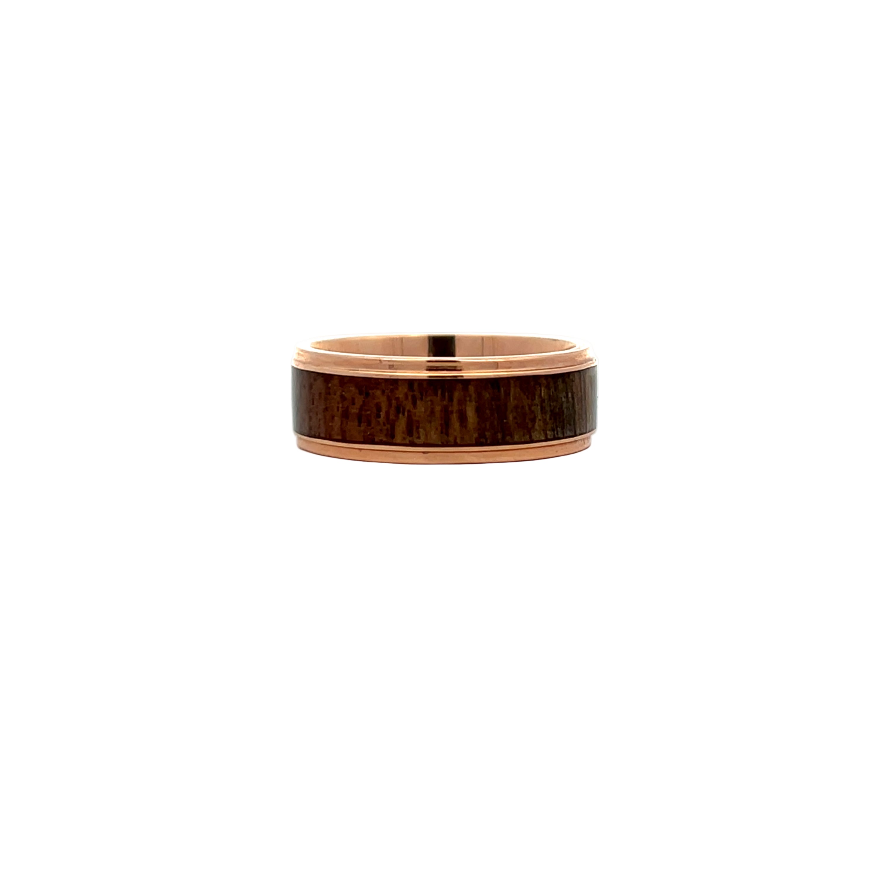 Lashbrook Men’s Ring with Walnut Inlay and Rose Gold FGE Edge and Sleeve - Jackson Hole Jewelry Company
