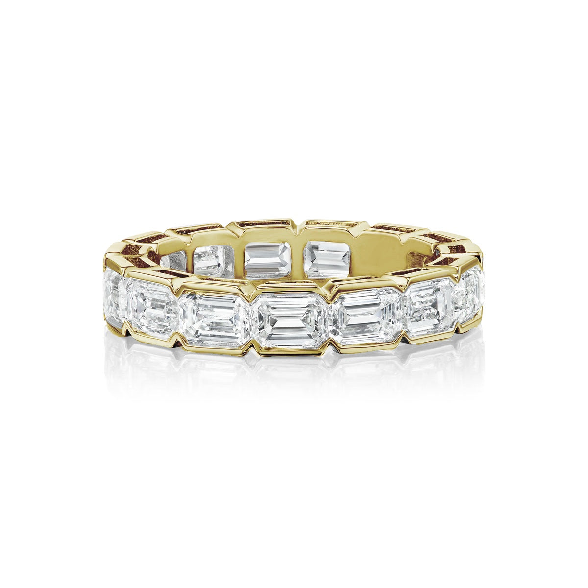 18K Yellow Gold Emerald Cut Bezel Eternity Band – 3.76 Carats - Jackson Hole Jewelry Company