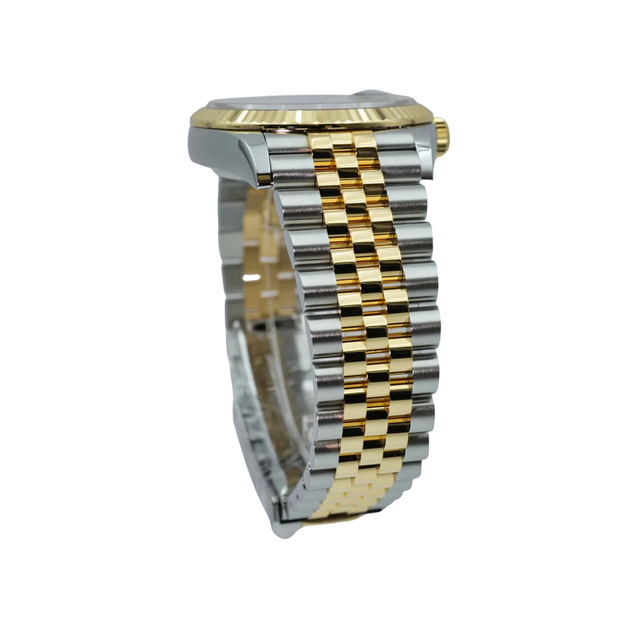 Rolex Datejust 36mm Olive Dial with Diamond IV & IX Fluted Bezel in Steel and Yellow Gold - Jackson Hole Jewelry Company