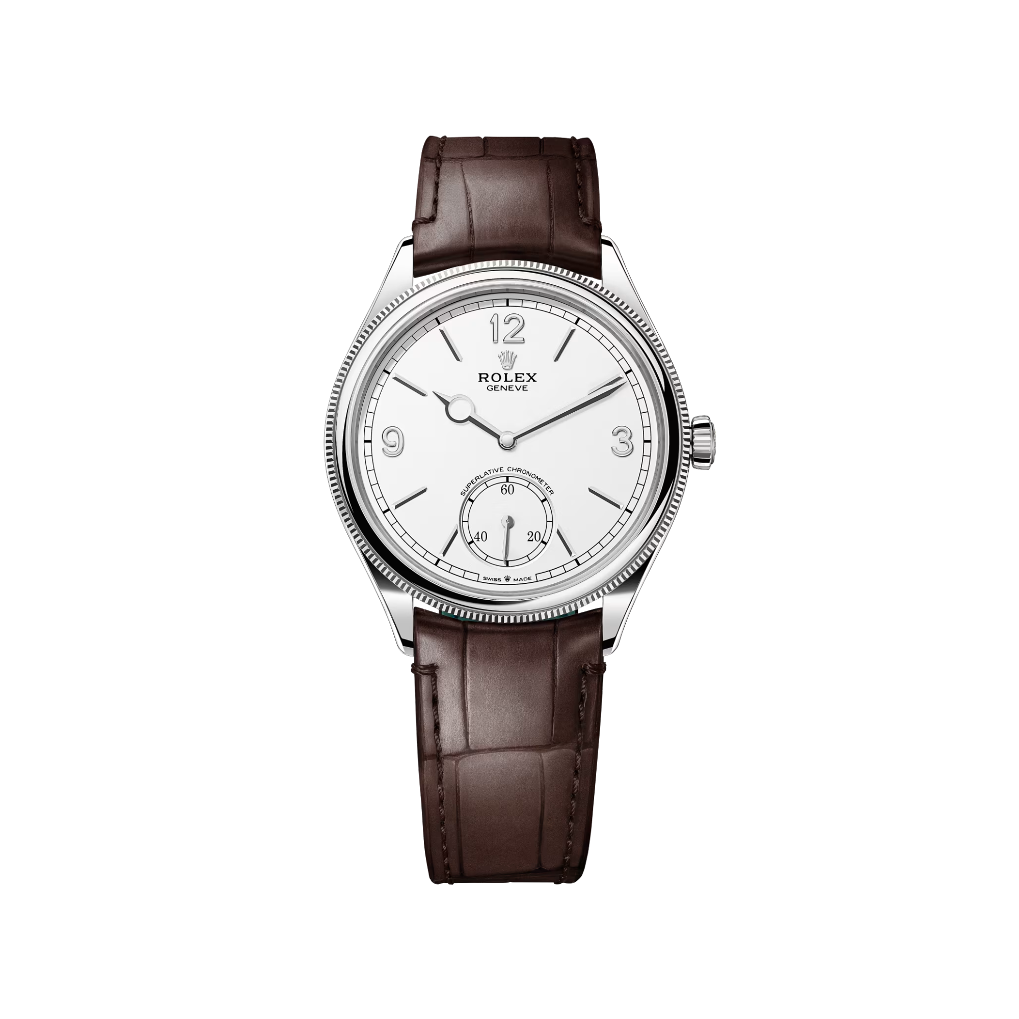 Rolex - 39mm in 18K White Gold with Sub Dial on Leather Bracelet - Jackson Hole Jewelry Company