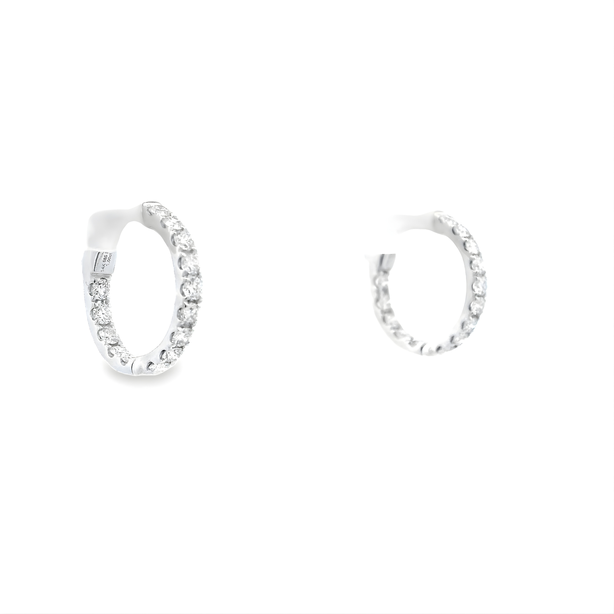 Diamond Hoops in 14K White Gold 1.00 cttw (0.5") - Jackson Hole Jewelry Company