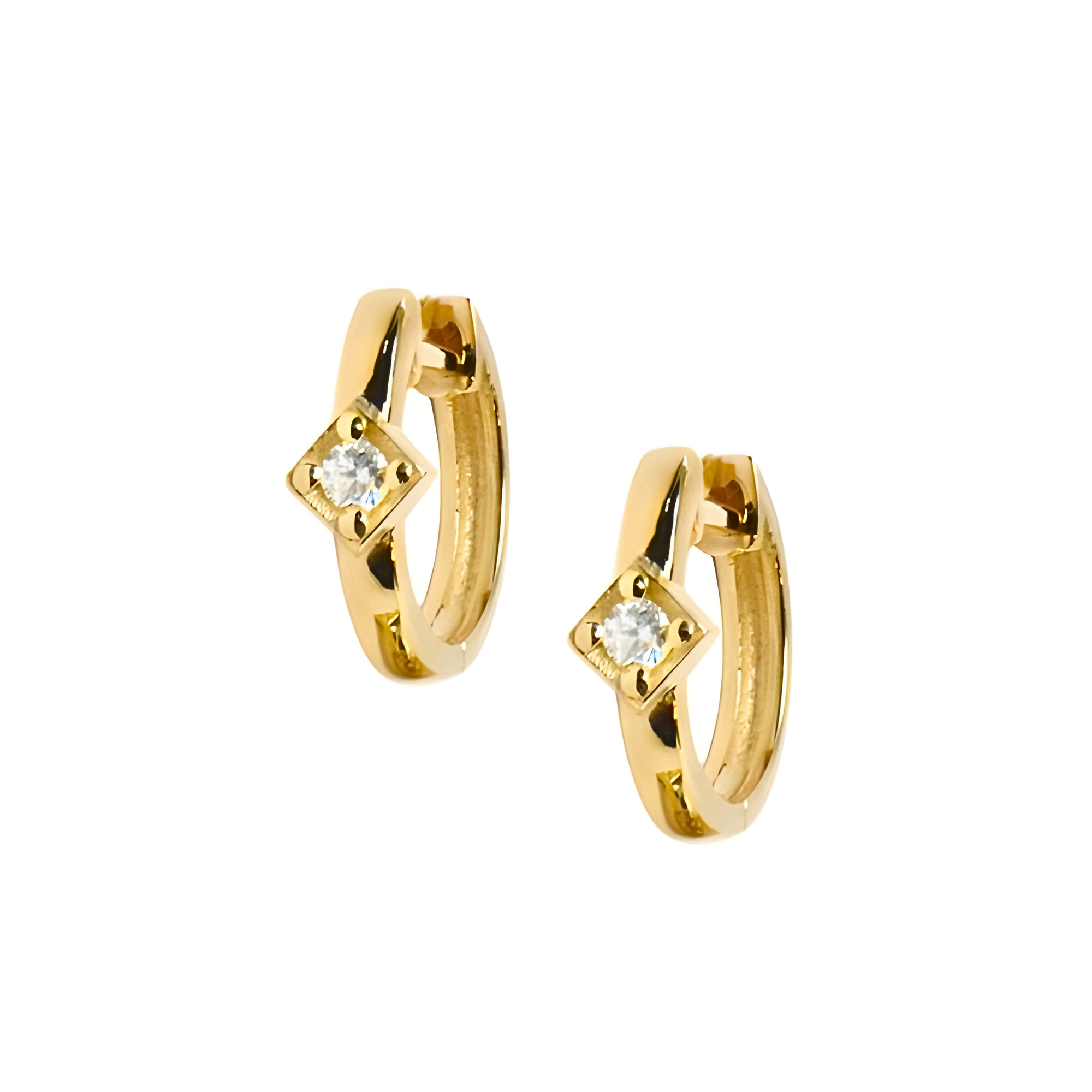 ANZIE Cléo Square Huggies in 14K Yellow Gold 0.06 cttw - Jackson Hole Jewelry Company