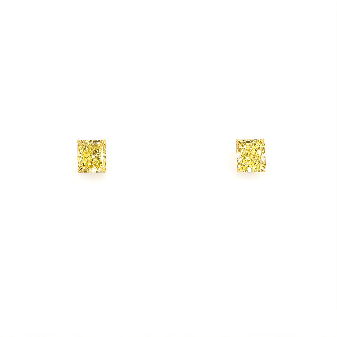Radiant Cut Diamond Stud Earrings in 18K Yellow Gold - Jackson Hole Jewelry Company