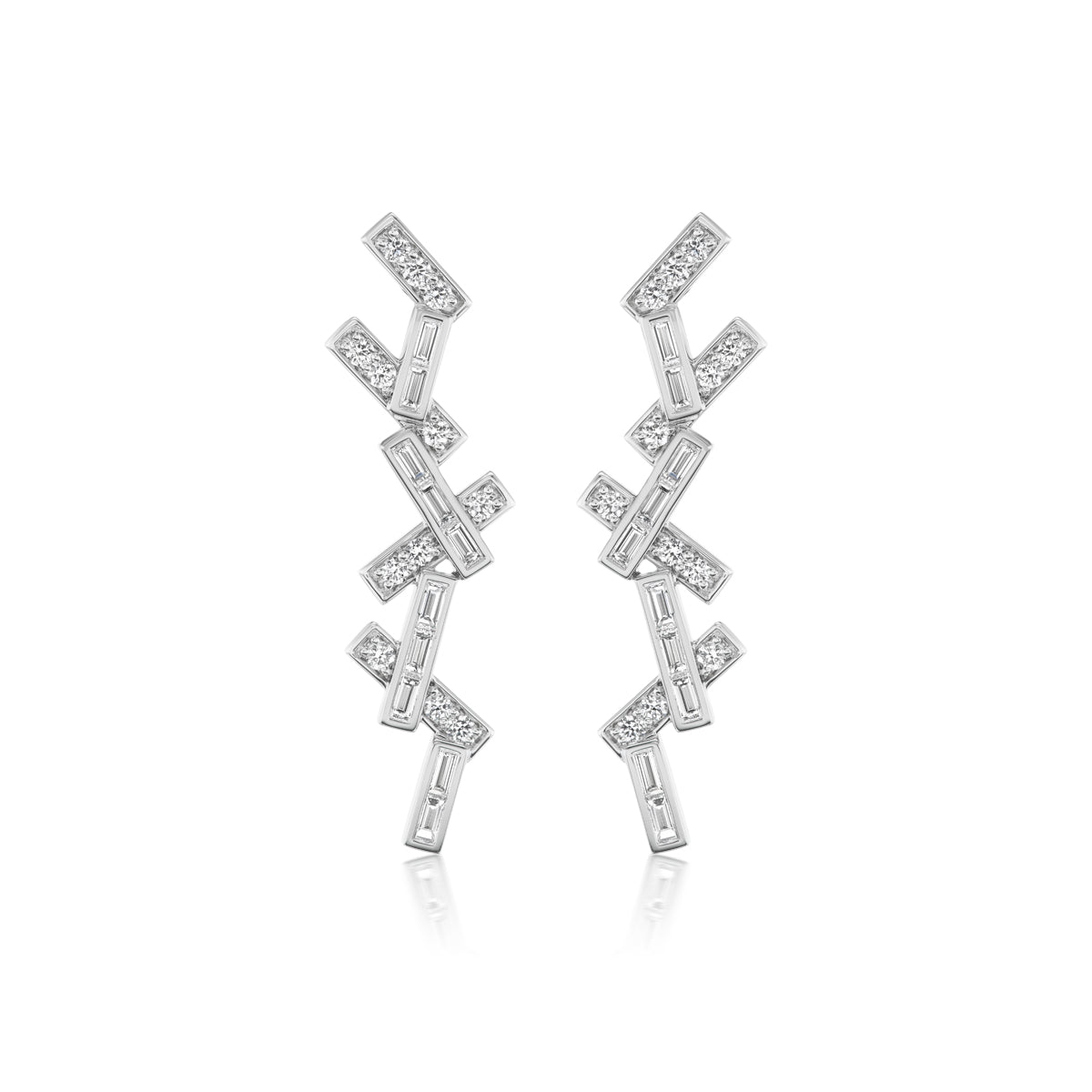 Baguette Drop Stick Earrings – 18K White Gold, 2.18 CTTW - Jackson Hole Jewelry Company