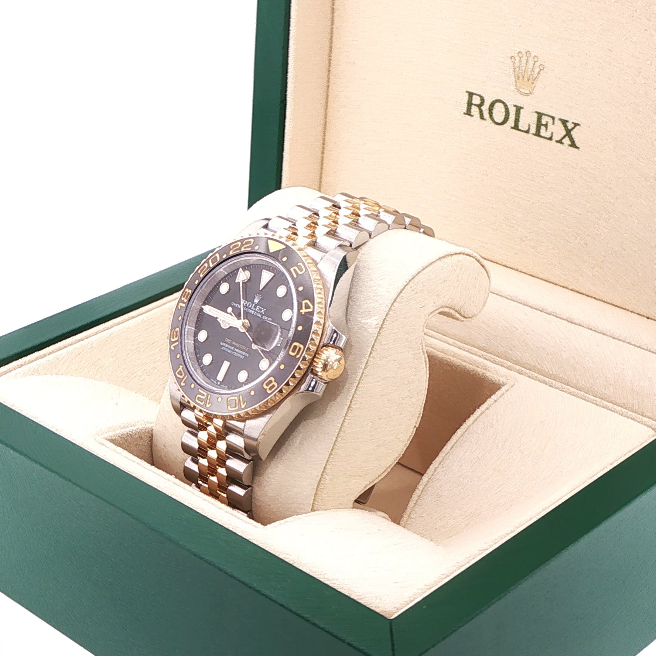 Rolex GMT-Master II in Yellow Rolesor with Black Dial on Jubilee (Box & Card, 2023) - Jackson Hole Jewelry Company