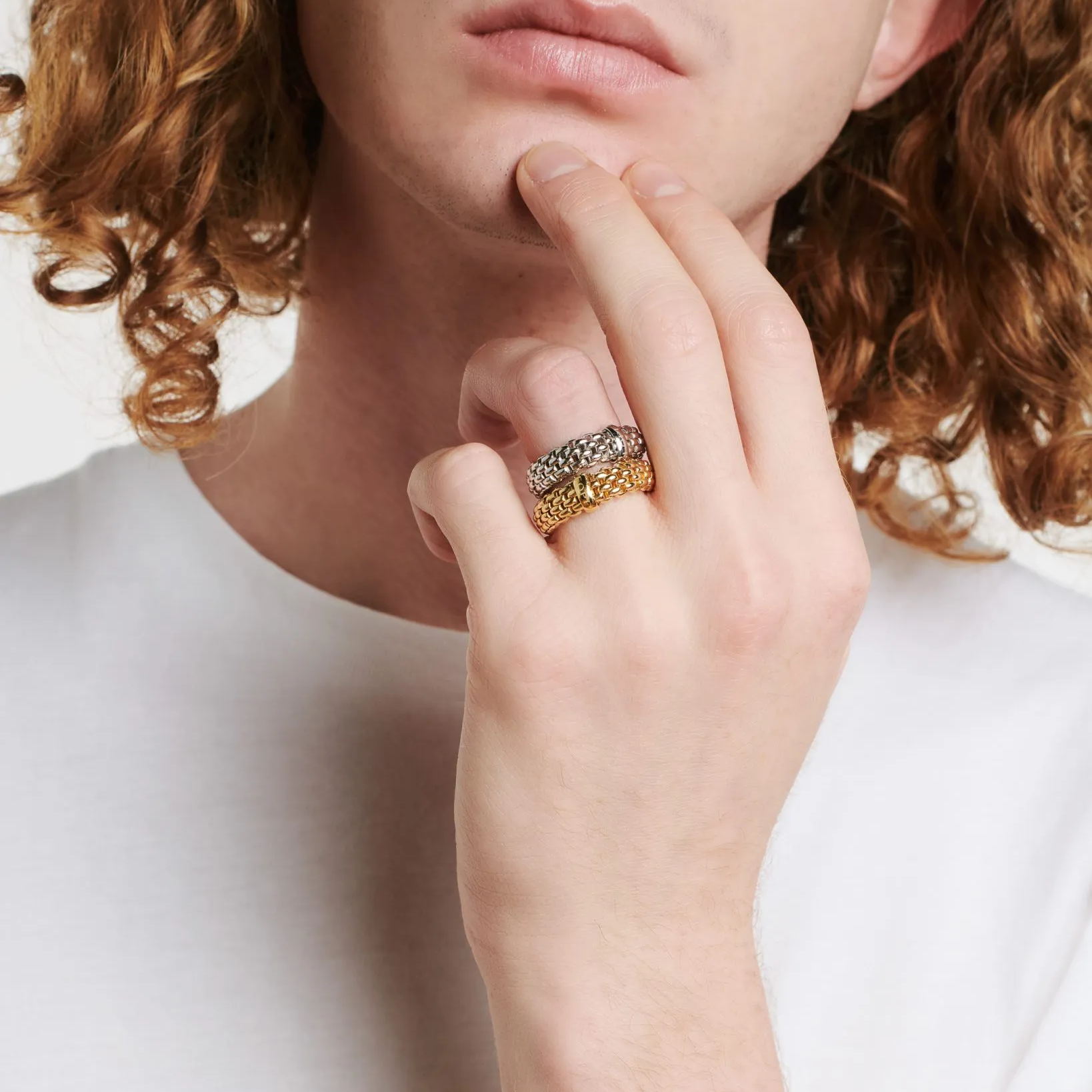 FOPE ESSENTIALS 18K Gold Flex'it Ring With Oval Mesh - Jackson Hole Jewelry Company