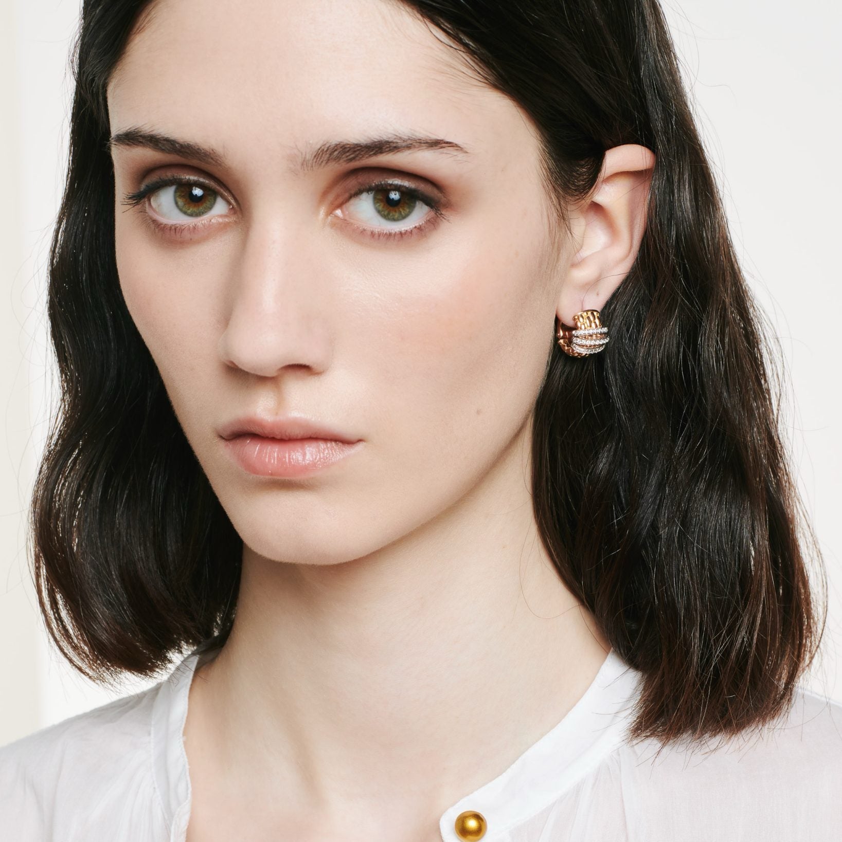 FOPE PANORAMA 18K Gold Earrings with White Three Diamond Pavé Charms - 0.46 carats - Jackson Hole Jewelry Company