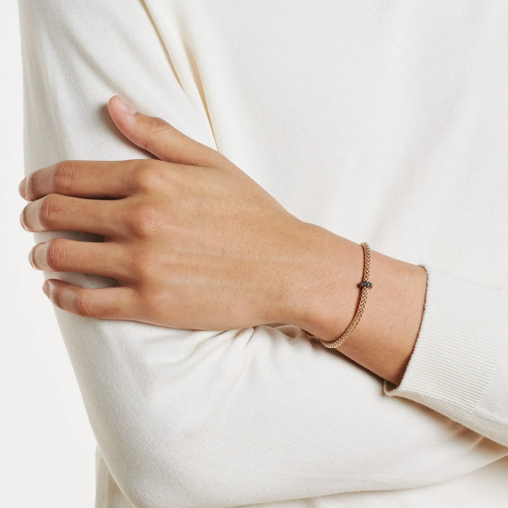 FOPE PRIMA 18K Gold Flex’it Bracelet with Black Diamond Rondel - 0.20 carats - Jackson Hole Jewelry Company