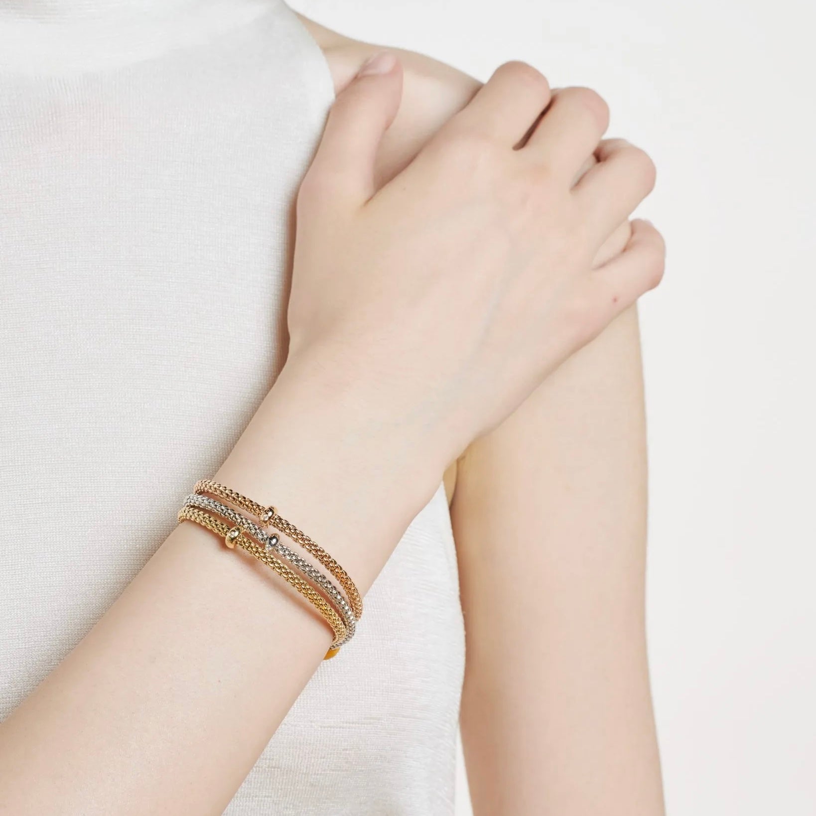 FOPE PRIMA 18K Gold Flex’it Bracelet with a White Diamond - Jackson Hole Jewelry Company