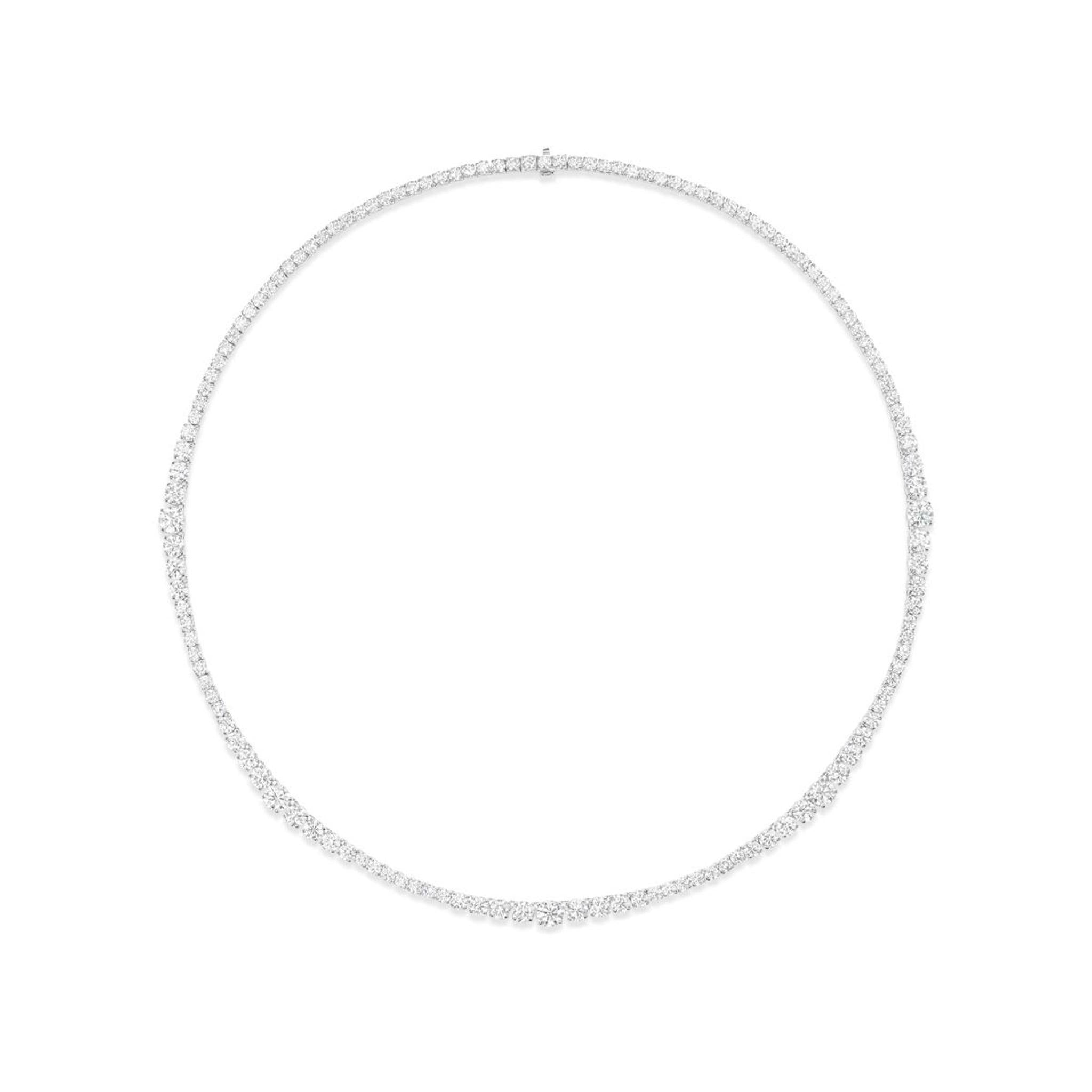 14.04ctw (139, 0.40ct av) Round G-H SI, 18k WG, 16" - Jackson Hole Jewelry Company