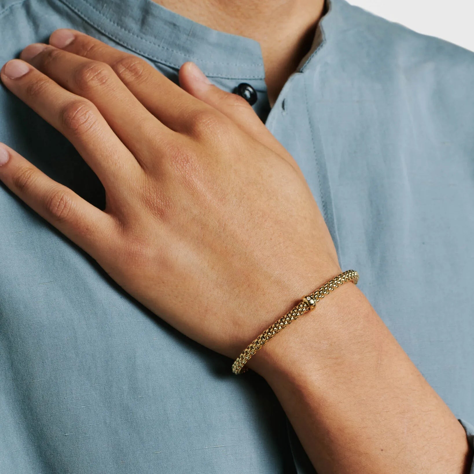 FOPE SOLO 18K Gold Flex’it Bracelet with a White Diamond - Jackson Hole Jewelry Company