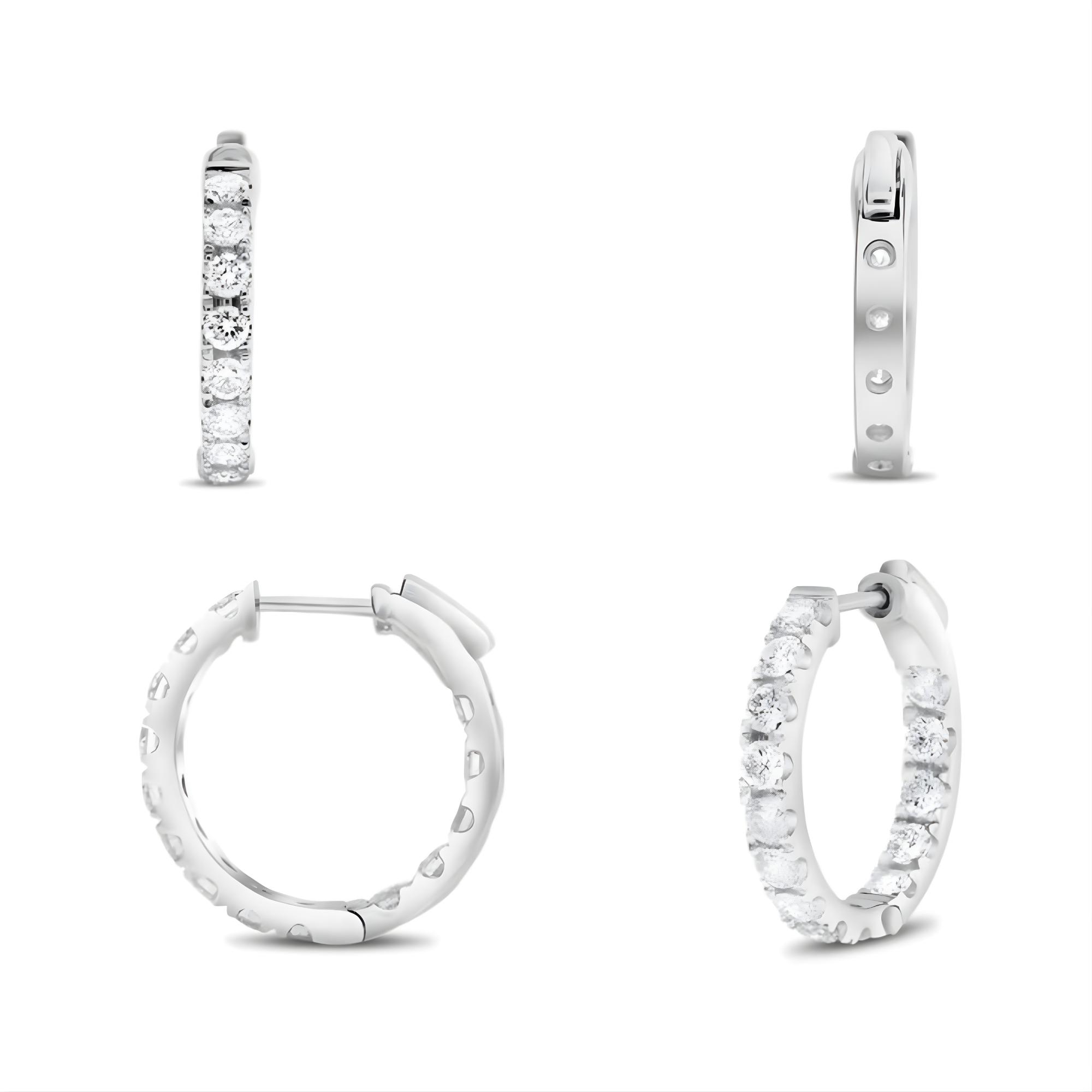 Diamond Hoops in 14K White Gold 1.00 cttw (0.5") - Jackson Hole Jewelry Company