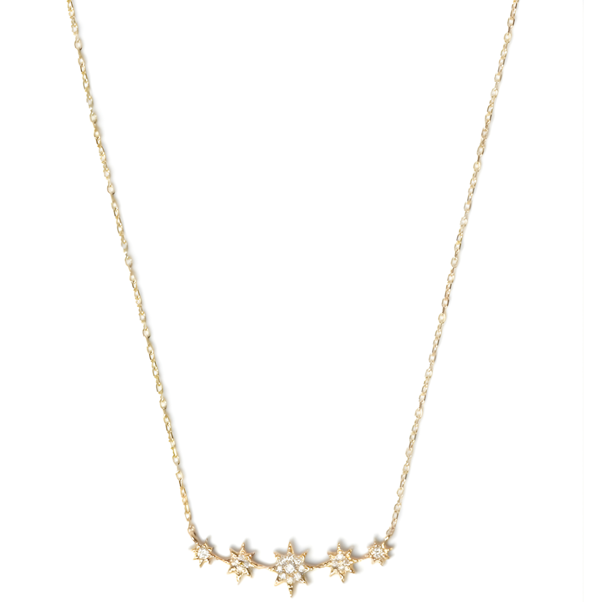 ANZIE Aztec North Star Mini Bar Necklace in 14K Gold 0.12 cttw - Jackson Hole Jewelry Company