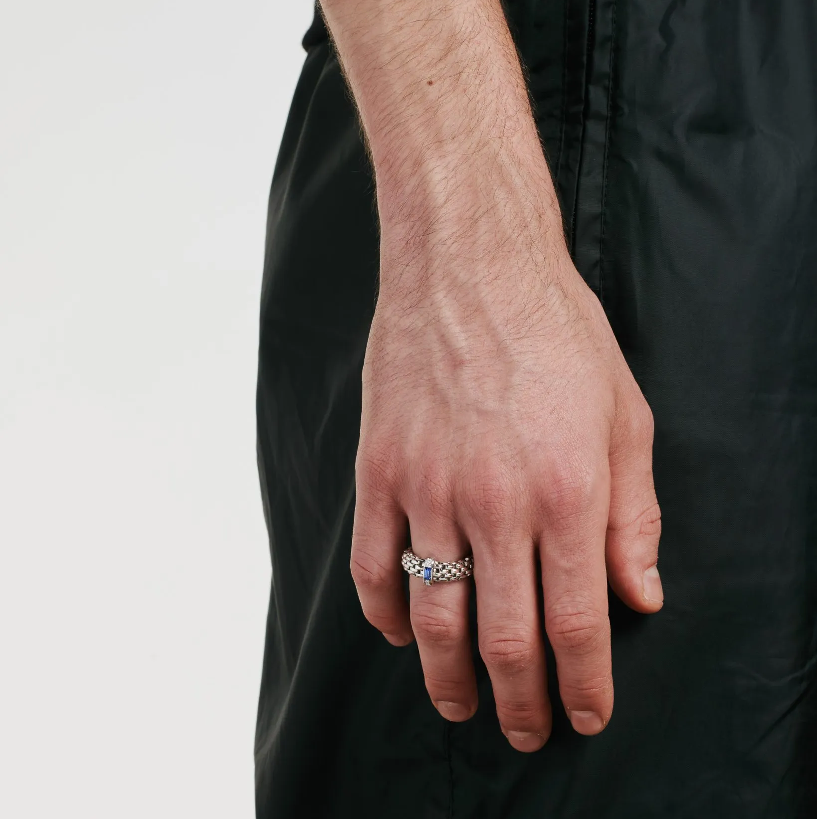 FOPE VENDOME 18K White Gold Ring with White Diamonds and Blue Sapphire - 0.04 carats - Jackson Hole Jewelry Company