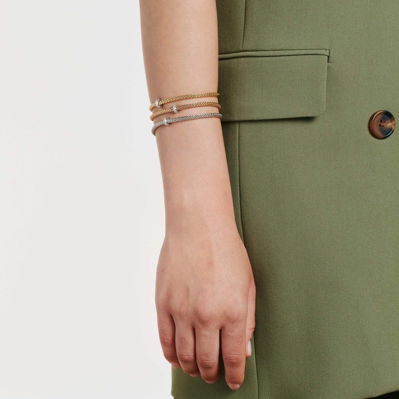 FOPE PRIMA 18K Gold Flex’it Bracelet with White Diamond Rondel - 0.18 carats - Jackson Hole Jewelry Company