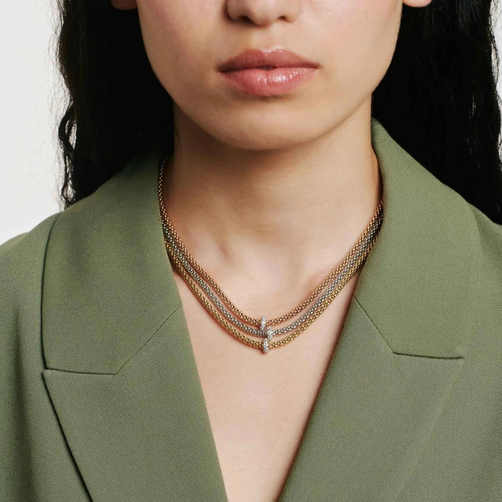 FOPE PRIMA 18K Gold Necklace with White Diamond Rondel - 0.18 carats - Jackson Hole Jewelry Company