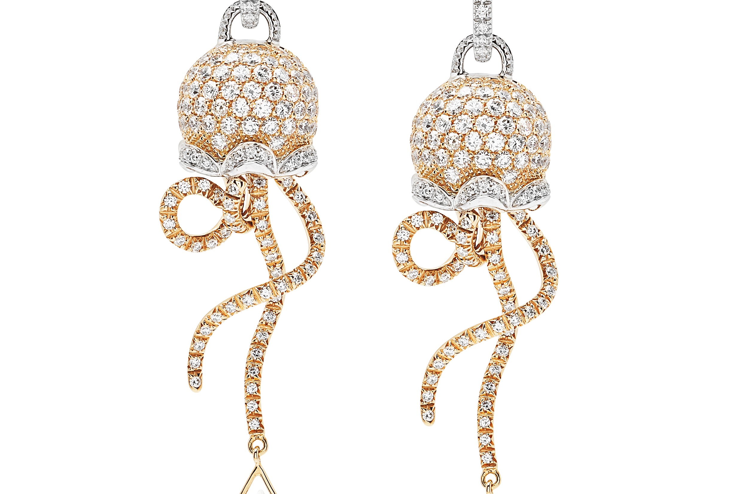 Chantecler Campanelle Earrings – 18K Rose & White Gold with Diamonds and Crystal Quartz - Jackson Hole Jewelry Company