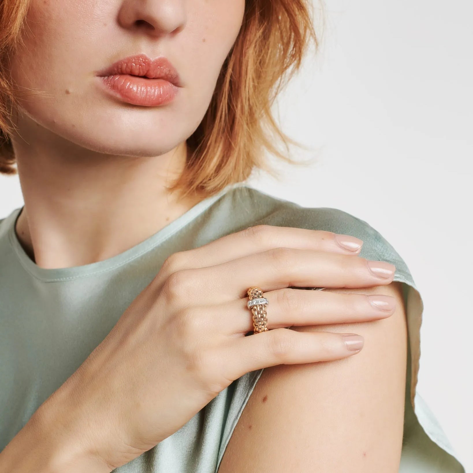 FOPE VENDOME 18K Gold Flex'it Ring with White Diamond Charm - 0.10 carats - Jackson Hole Jewelry Company