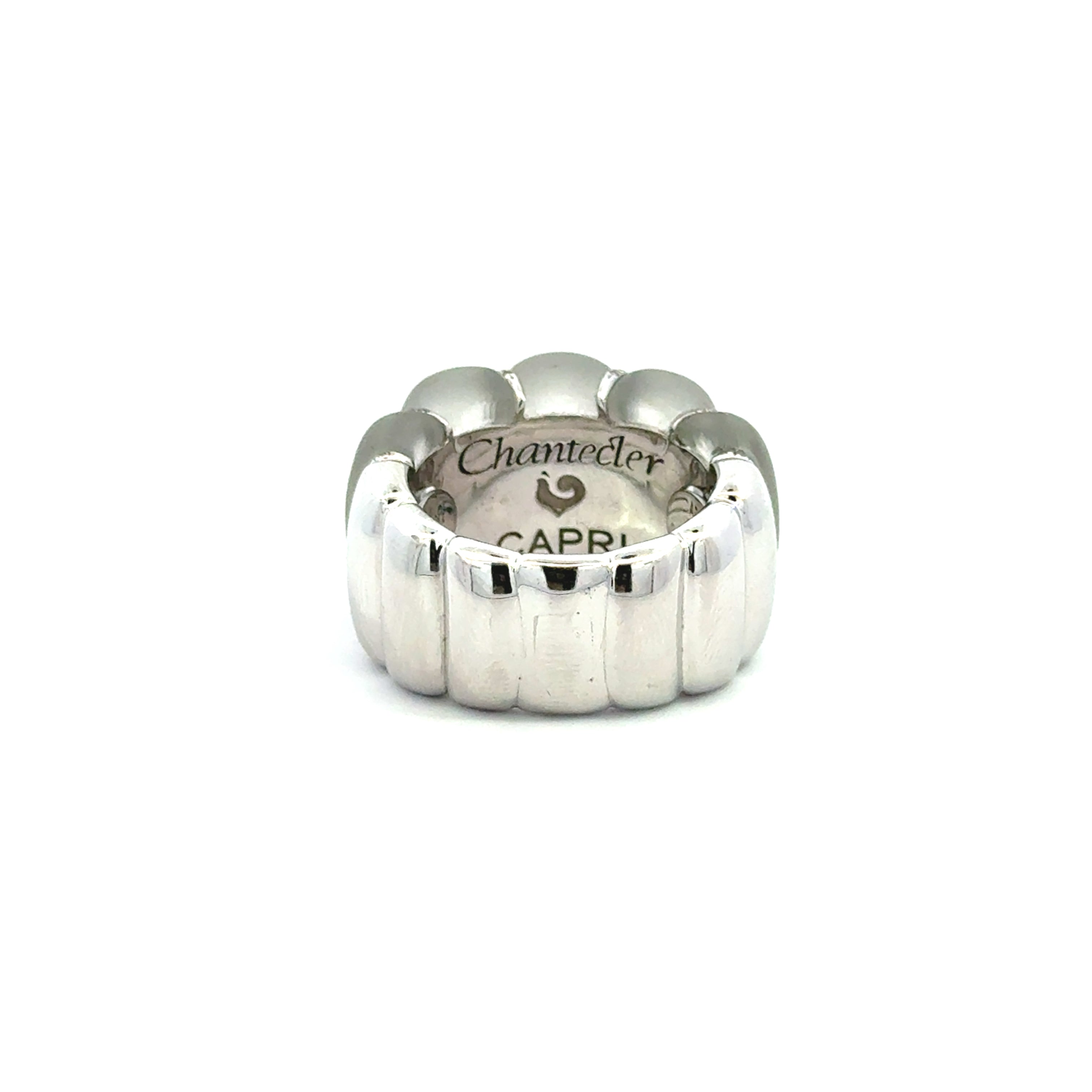 Chanteclaer - Platinum Horn Band Ring with Diamonds & Frosted Rock Crystal - Jackson Hole Jewelry Company