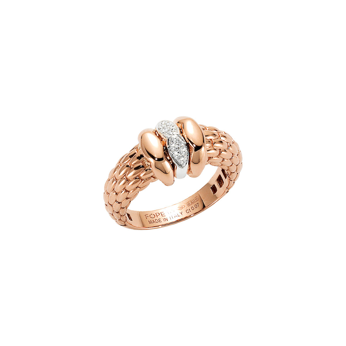 FOPE LOVE NEST 18K Gold Ring with Gold & White Diamond Set Rondels - 0.07 carats - Jackson Hole Jewelry Company